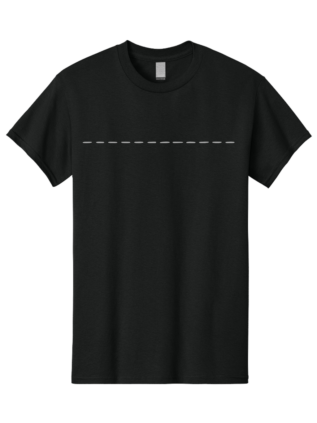 Dashed-Line Men'S Graphic Tee, 100% Cotton, Comfortable Casual Summer Wear, Machine Washable, Dashed Line, White Line, Horizontal Line, Simple Design, Minimalist Aesthetic, Graphic Element, Visual Separator Aac016