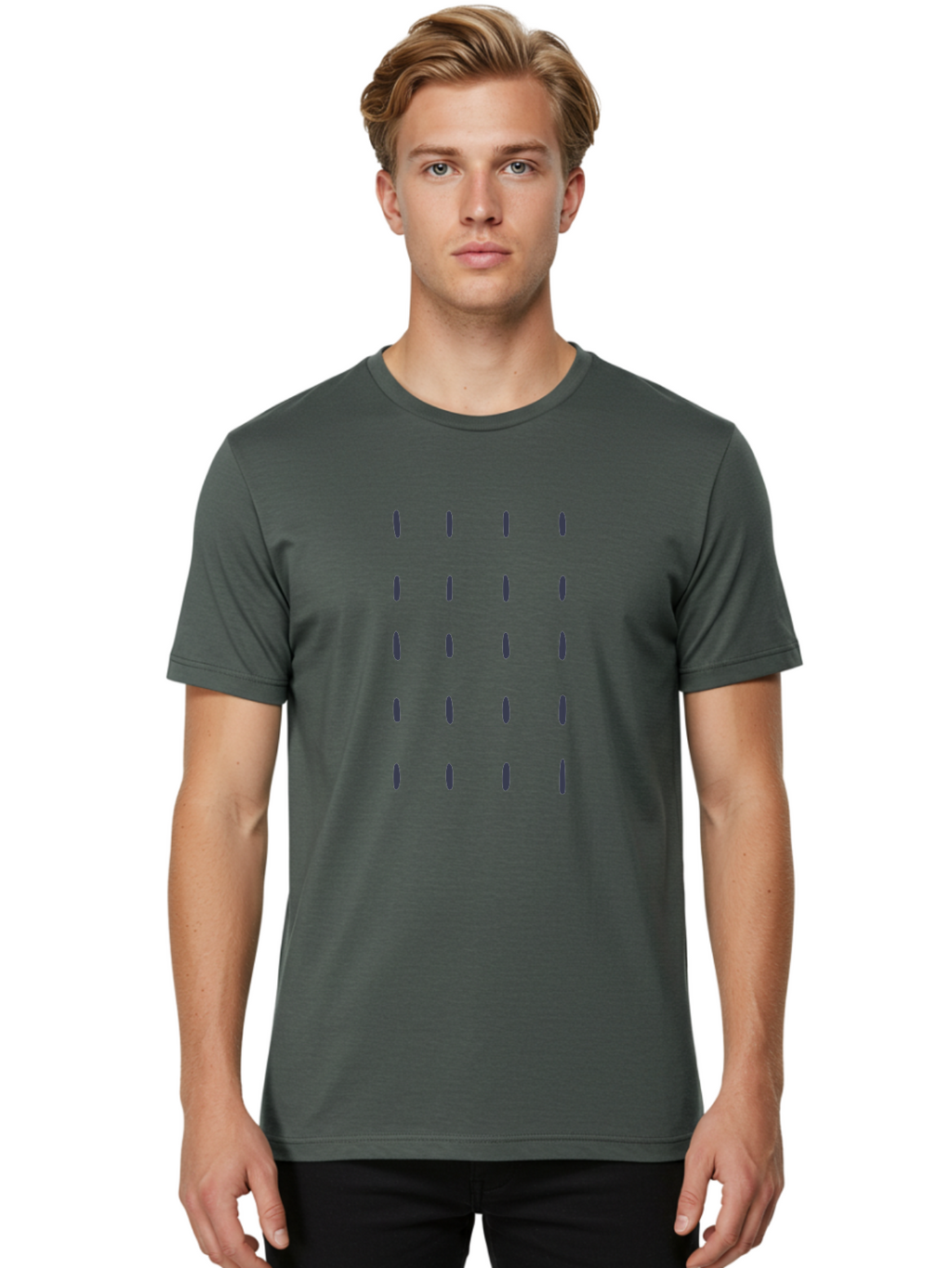 Dashes-Pattern Men'S Graphic Tee, 100% Cotton, Comfortable Casual Summer Wear, Machine Washable, Gray Ovals Pattern, Symmetrical Design, Minimalist Aesthetic, Modern Art, Grid Layout, Simple Shapes, Contemporary Style, Abstract Pattern Aac017