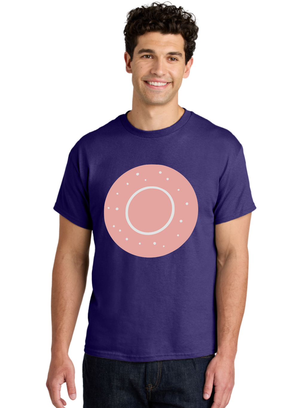 Donut Men'S Graphic Tee, 100% Cotton, Comfortable Casual Summer Wear, Machine Washable, Pink Donut, White Sprinkles, Sweet Treat, Tasty Pastry, Dessert Food, Baked Good, Ring Shaped, Food Illustration, Cute Design Aac019