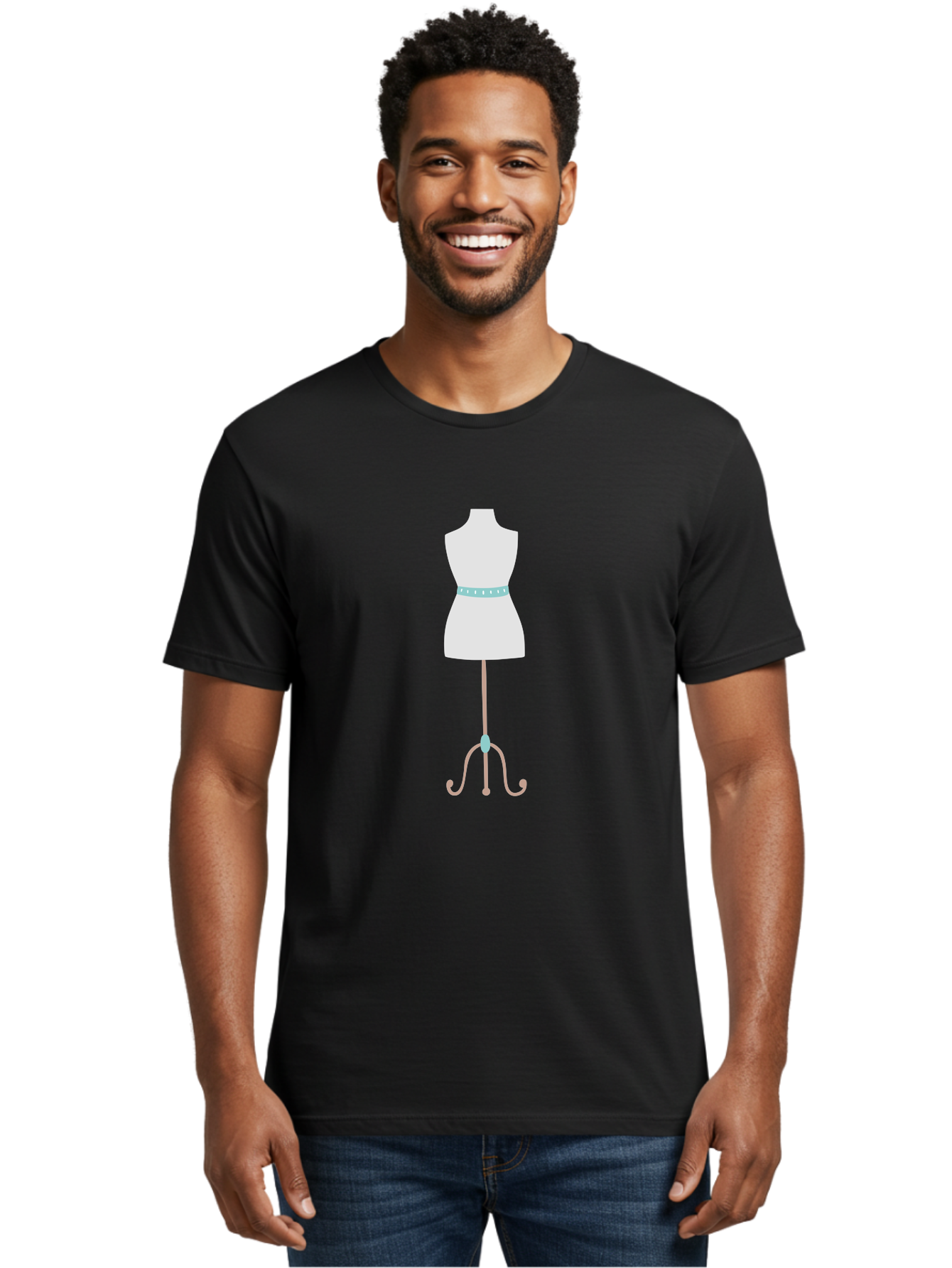 Dress-Form Men'S Graphic Tee, 100% Cotton, Comfortable Casual Summer Wear, Machine Washable, Fashion Design, Dress Form, Tailor'S Dummy, Measuring Tape, Fashion Industry, Clothing Design, Apparel Making, Couture, Bespoke, Garment Construction, Aac023
