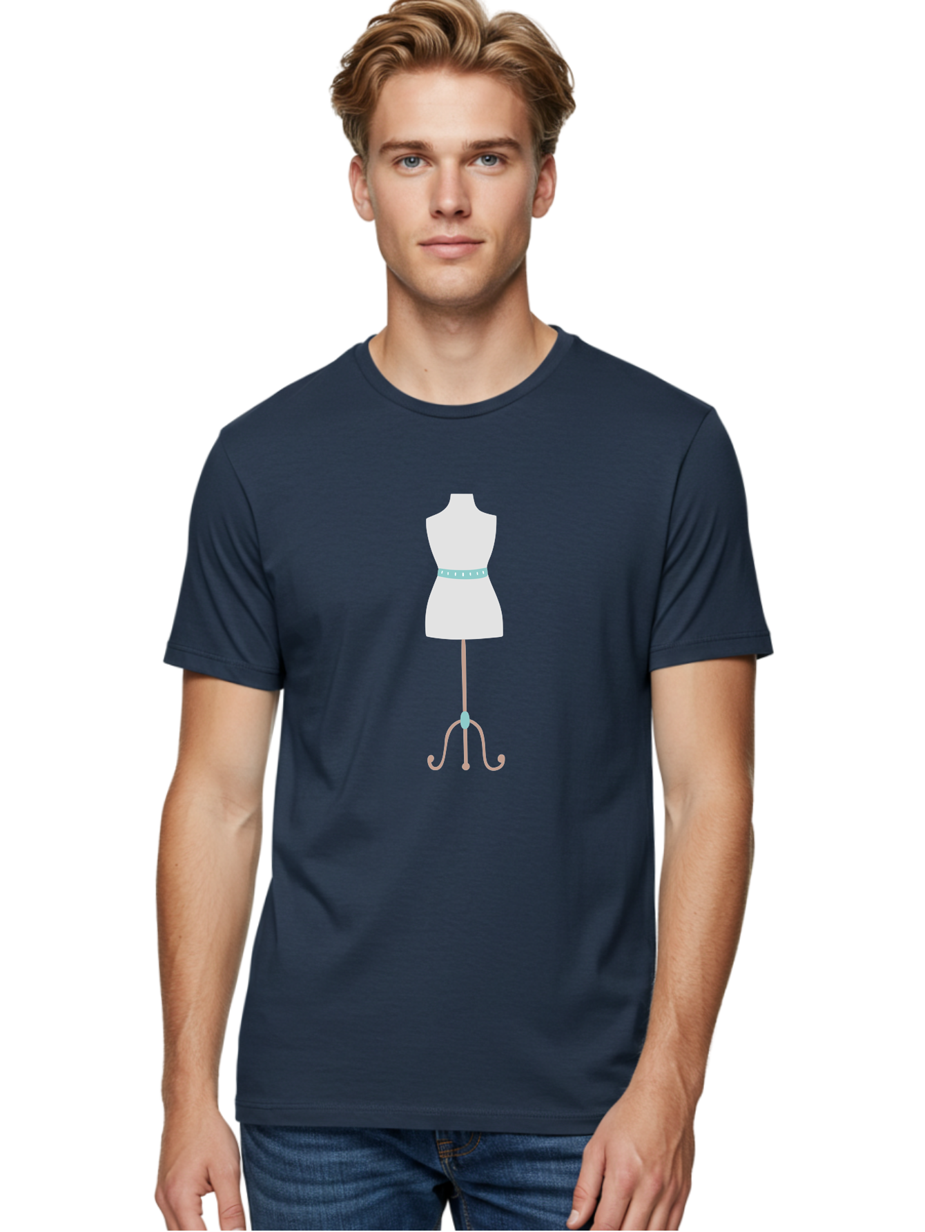 Dress-Form Men'S Graphic Tee, 100% Cotton, Comfortable Casual Summer Wear, Machine Washable, Fashion Design, Dress Form, Tailor'S Dummy, Measuring Tape, Fashion Industry, Clothing Design, Apparel Making, Couture, Bespoke, Garment Construction, Aac023
