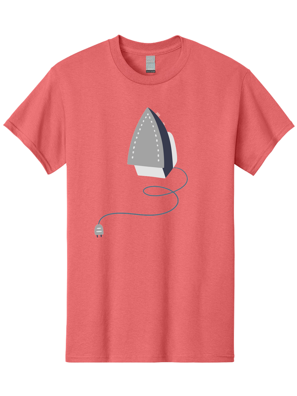 Electric-Iron Men'S Graphic Tee, 100% Cotton, Comfortable Casual Summer Wear, Machine Washable, Electric Iron, Household Appliance, Ironing Clothes, Steam Iron, Corded Iron, Domestic Chores, Laundry Day Aac024