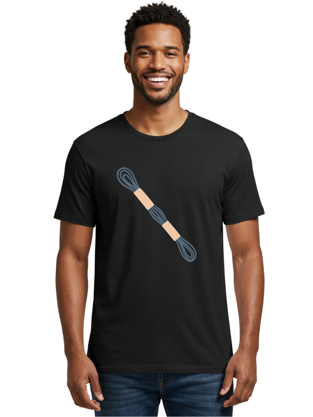 Embroidery-Floss Men'S Graphic Tee, 100% Cotton, Comfortable Casual Summer Wear, Machine Washable, Hair Ties, Elastic Bands, Hair Accessories, Beauty Products, Fashion Accessories, Hair Styling Aac025