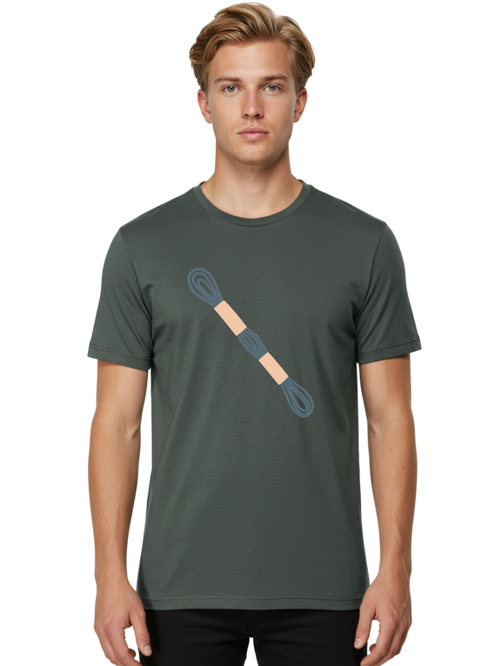Embroidery-Floss Men'S Graphic Tee, 100% Cotton, Comfortable Casual Summer Wear, Machine Washable, Hair Ties, Elastic Bands, Hair Accessories, Beauty Products, Fashion Accessories, Hair Styling Aac025