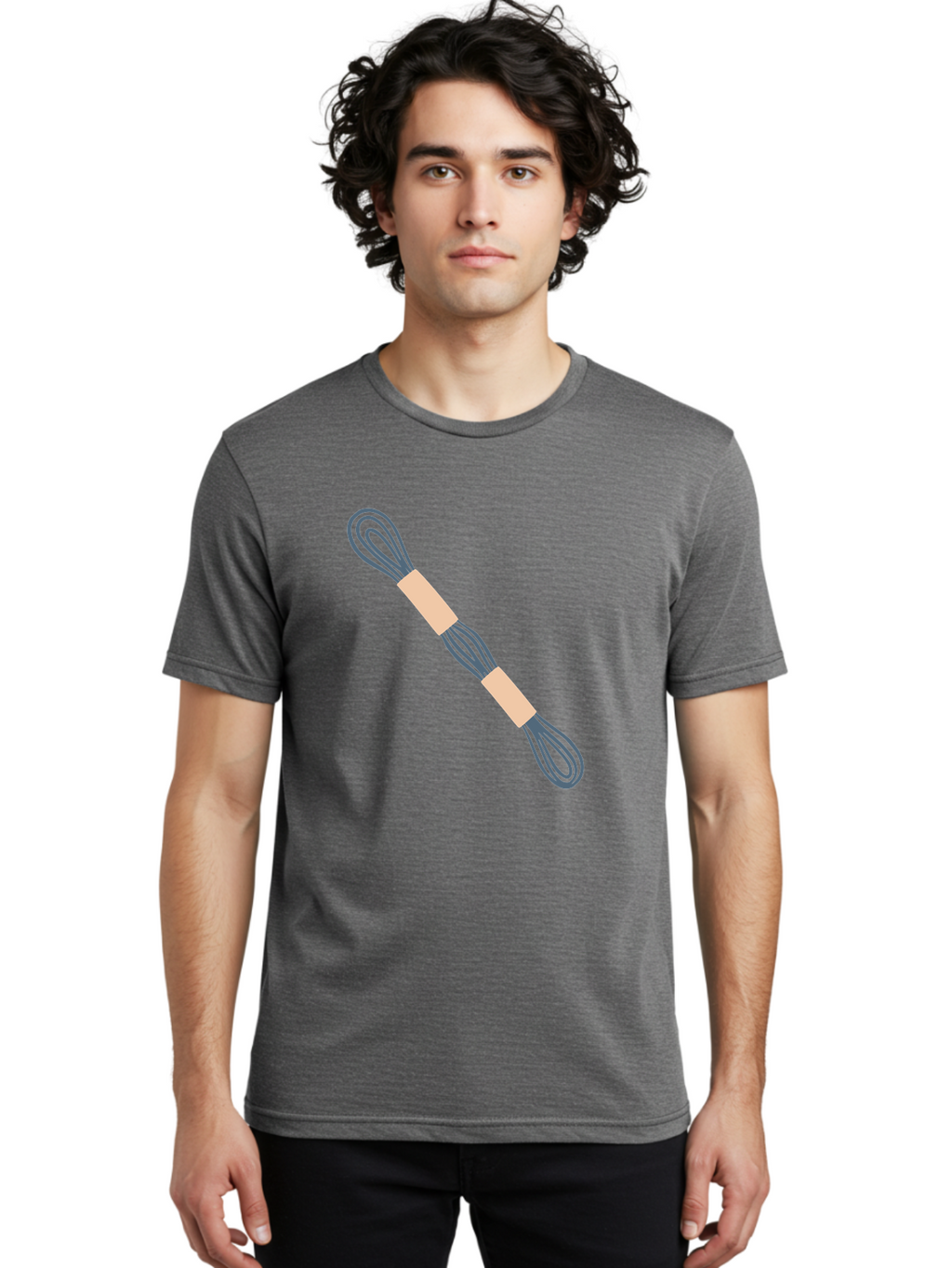Embroidery-Floss Men'S Graphic Tee, 100% Cotton, Comfortable Casual Summer Wear, Machine Washable, Hair Ties, Elastic Bands, Hair Accessories, Beauty Products, Fashion Accessories, Hair Styling Aac025