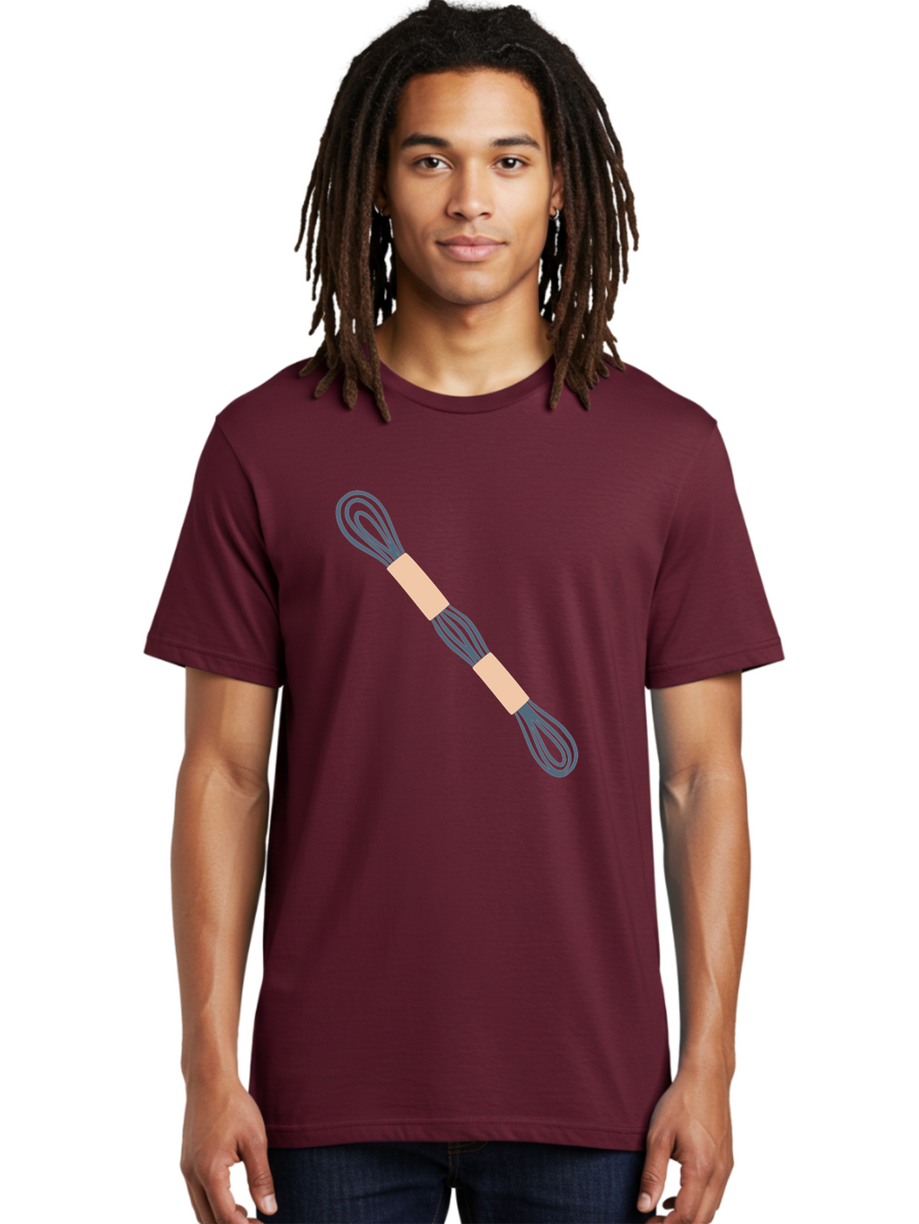 Embroidery-Floss Men'S Graphic Tee, 100% Cotton, Comfortable Casual Summer Wear, Machine Washable, Hair Ties, Elastic Bands, Hair Accessories, Beauty Products, Fashion Accessories, Hair Styling Aac025