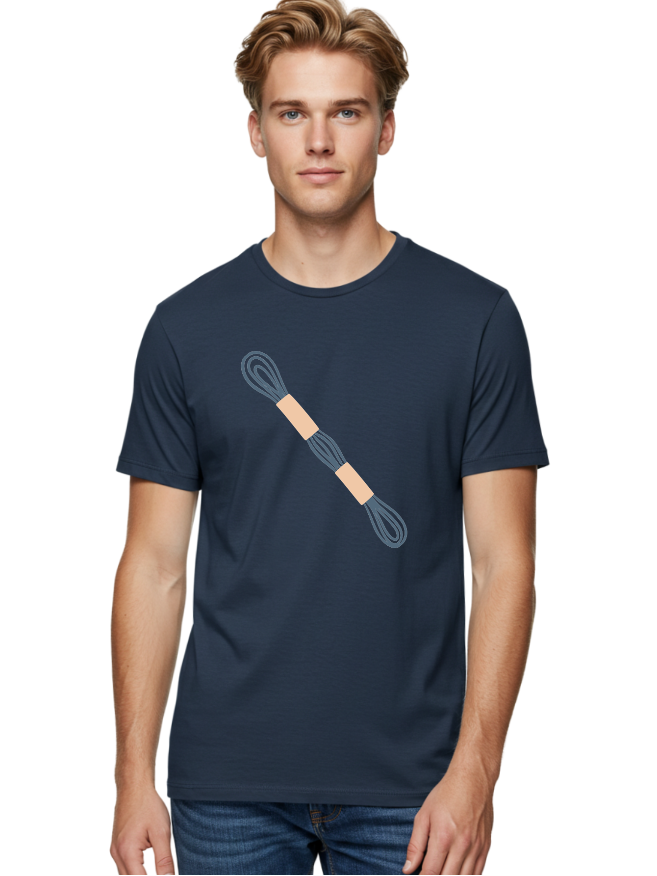 Embroidery-Floss Men'S Graphic Tee, 100% Cotton, Comfortable Casual Summer Wear, Machine Washable, Hair Ties, Elastic Bands, Hair Accessories, Beauty Products, Fashion Accessories, Hair Styling Aac025