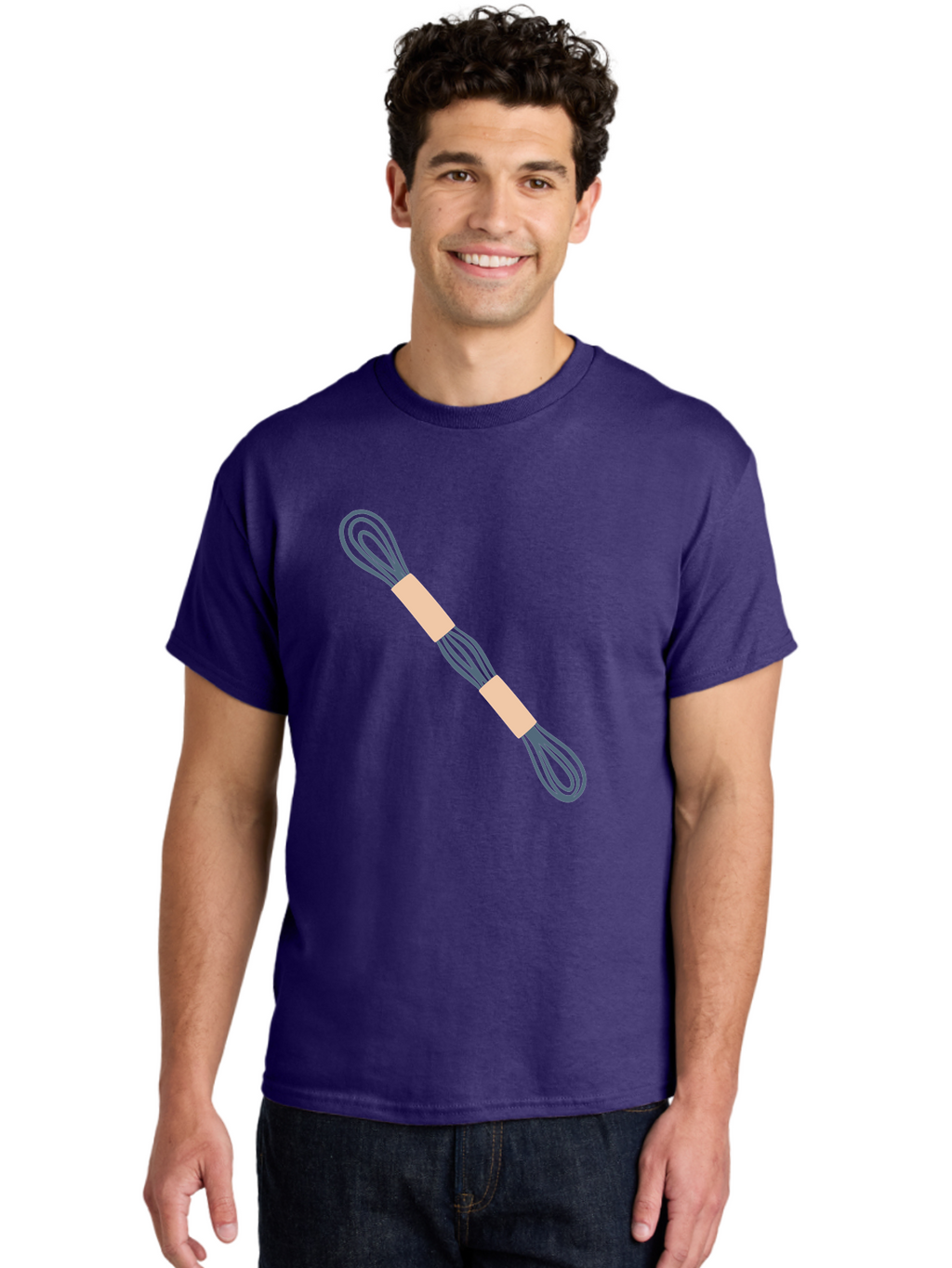 Embroidery-Floss Men'S Graphic Tee, 100% Cotton, Comfortable Casual Summer Wear, Machine Washable, Hair Ties, Elastic Bands, Hair Accessories, Beauty Products, Fashion Accessories, Hair Styling Aac025