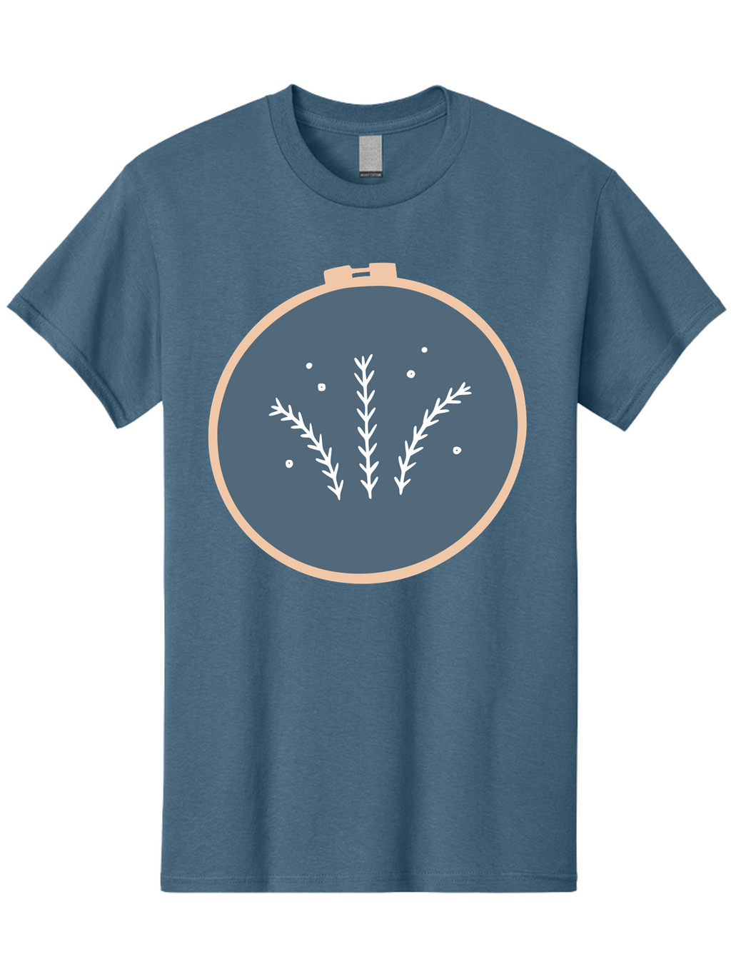 Embroidery-Hoop-1 Men'S Graphic Tee, 100% Cotton, Comfortable Casual Summer Wear, Machine Washable, Embroidery Hoop, White Branches, Gray Fabric, Stitching Pattern, Embroidery Design, Needlework, Handmade Craft, Decorative Art Aac026