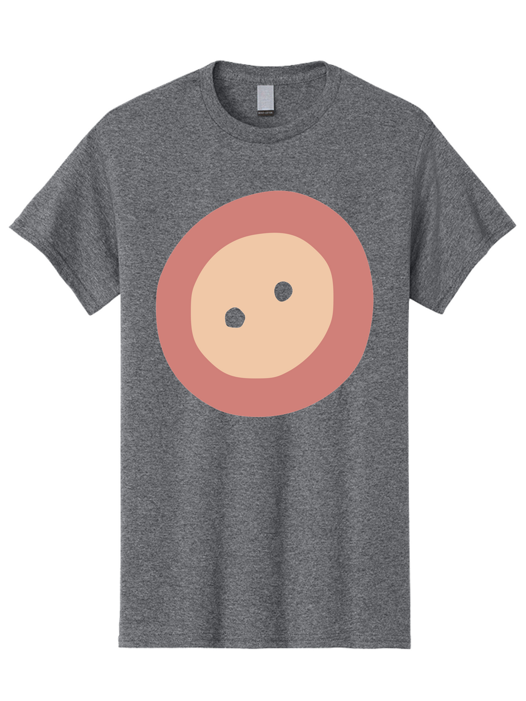 Face-With-Green-Eyes Men'S Graphic Tee, 100% Cotton, Comfortable Casual Summer Wear, Machine Washable, Simple Face, Green Eyes, Beige Skin, Pink Circle, Cartoon Character, Minimalist Design, Abstract Art, Digital Illustration Aac030