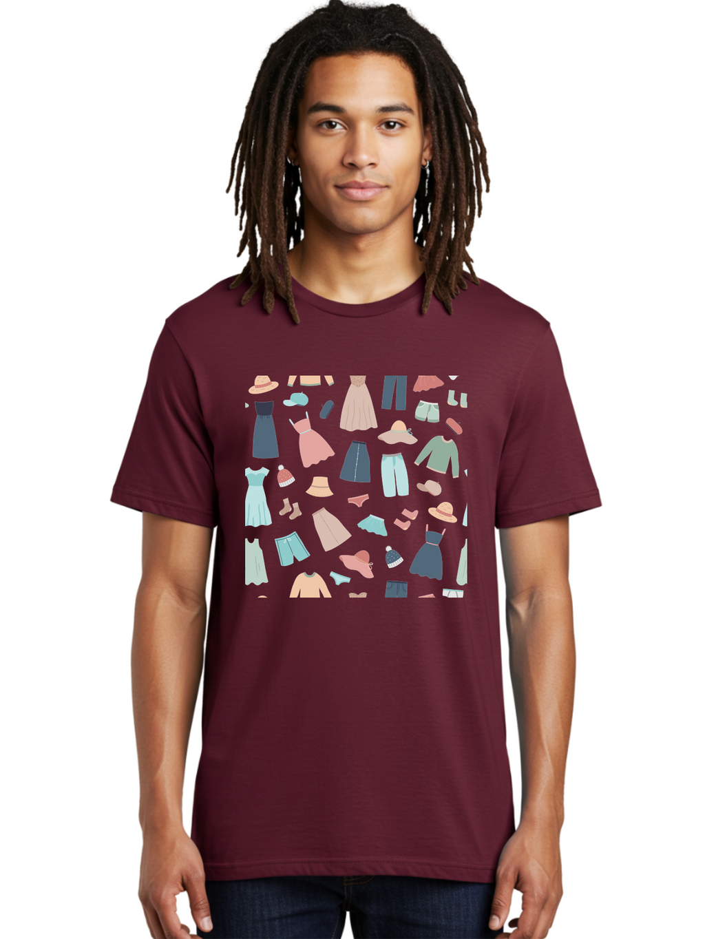 Fashion-Clothing Men'S Graphic Tee, 100% Cotton, Comfortable Casual Summer Wear, Machine Washable, Assorted Clothing Items, Pastel Colors, Fashion Accessories, Hats, Dresses, Tops, Pants, Shorts, Shoes, Casual Wear, Relaxed Fit, Aac031