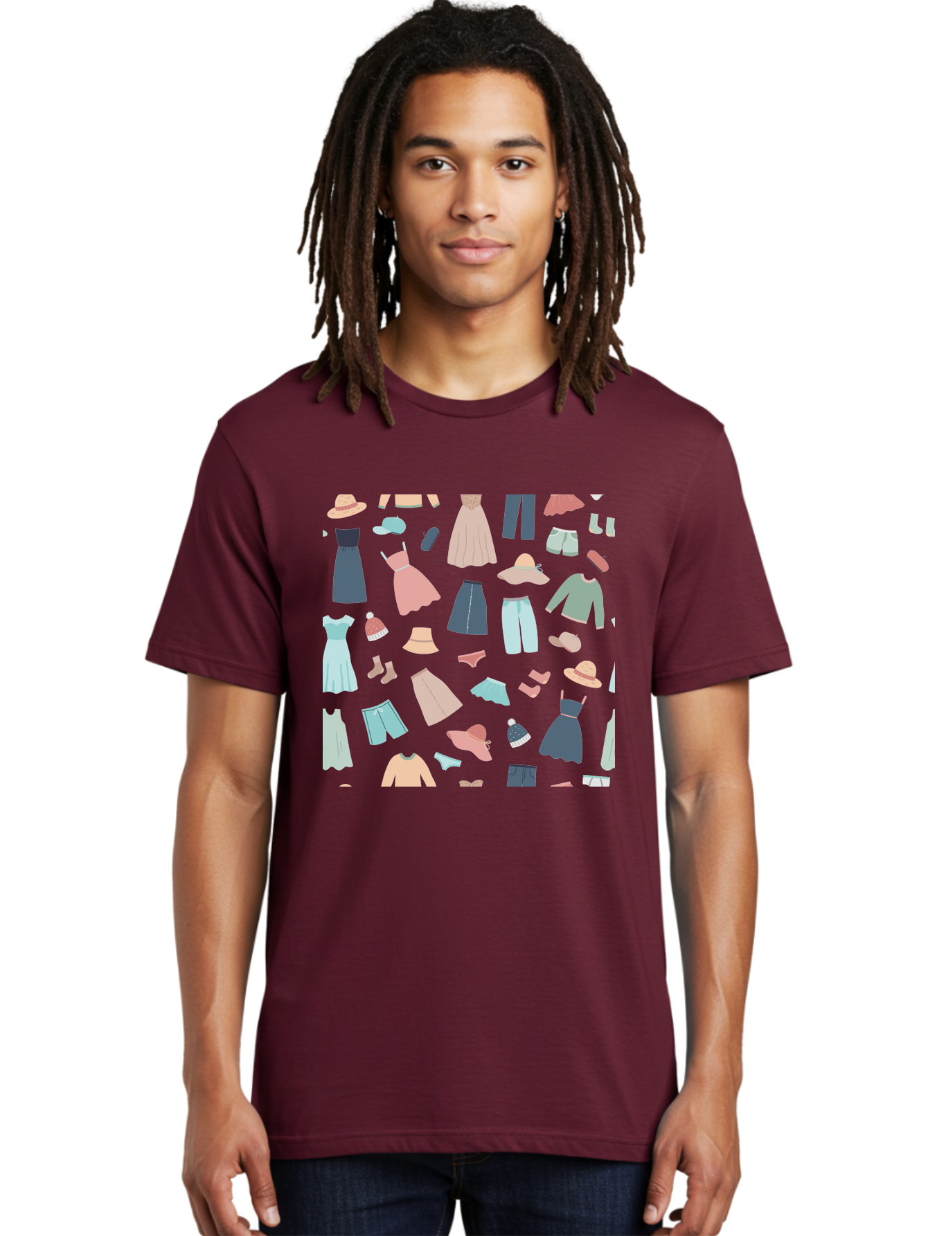 Fashion-Clothing Men'S Graphic Tee, 100% Cotton, Comfortable Casual Summer Wear, Machine Washable, Assorted Clothing Items, Pastel Colors, Fashion Accessories, Hats, Dresses, Tops, Pants, Shorts, Shoes, Casual Wear, Relaxed Fit, Aac031