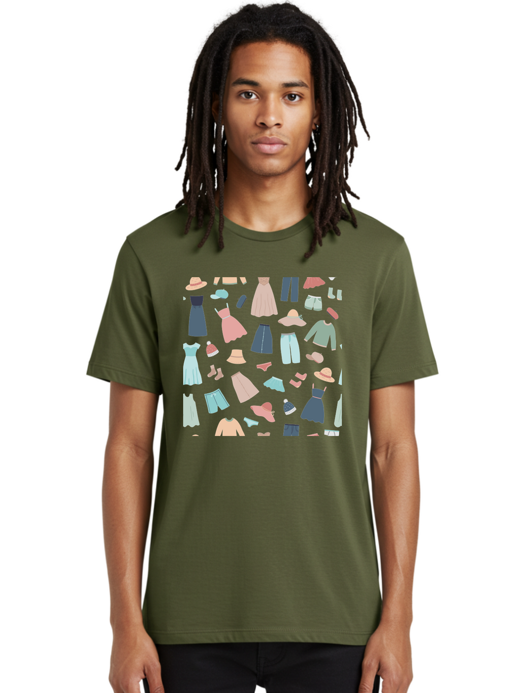 Fashion-Clothing Men'S Graphic Tee, 100% Cotton, Comfortable Casual Summer Wear, Machine Washable, Assorted Clothing Items, Pastel Colors, Fashion Accessories, Hats, Dresses, Tops, Pants, Shorts, Shoes, Casual Wear, Relaxed Fit, Aac031