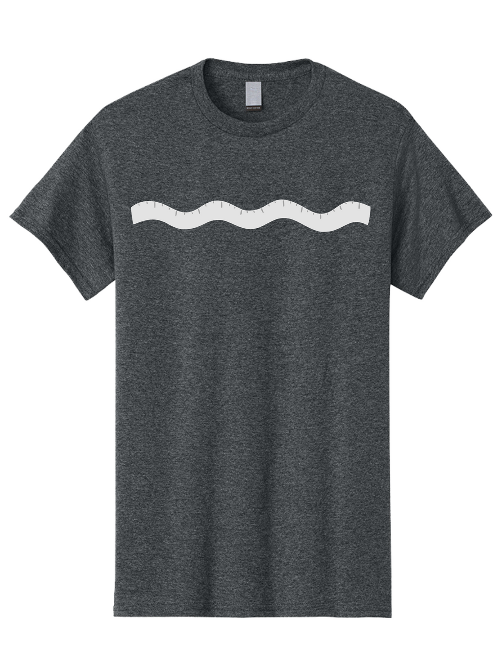 Flexible-Ruler Men'S Graphic Tee, 100% Cotton, Comfortable Casual Summer Wear, Machine Washable, Flexible Tape Measure, Measurement Tool, Wavy Shape, Grey Tape, Black Markings, Measuring Length, Diy Project, Construction Site, Renovation Tool, Aac033