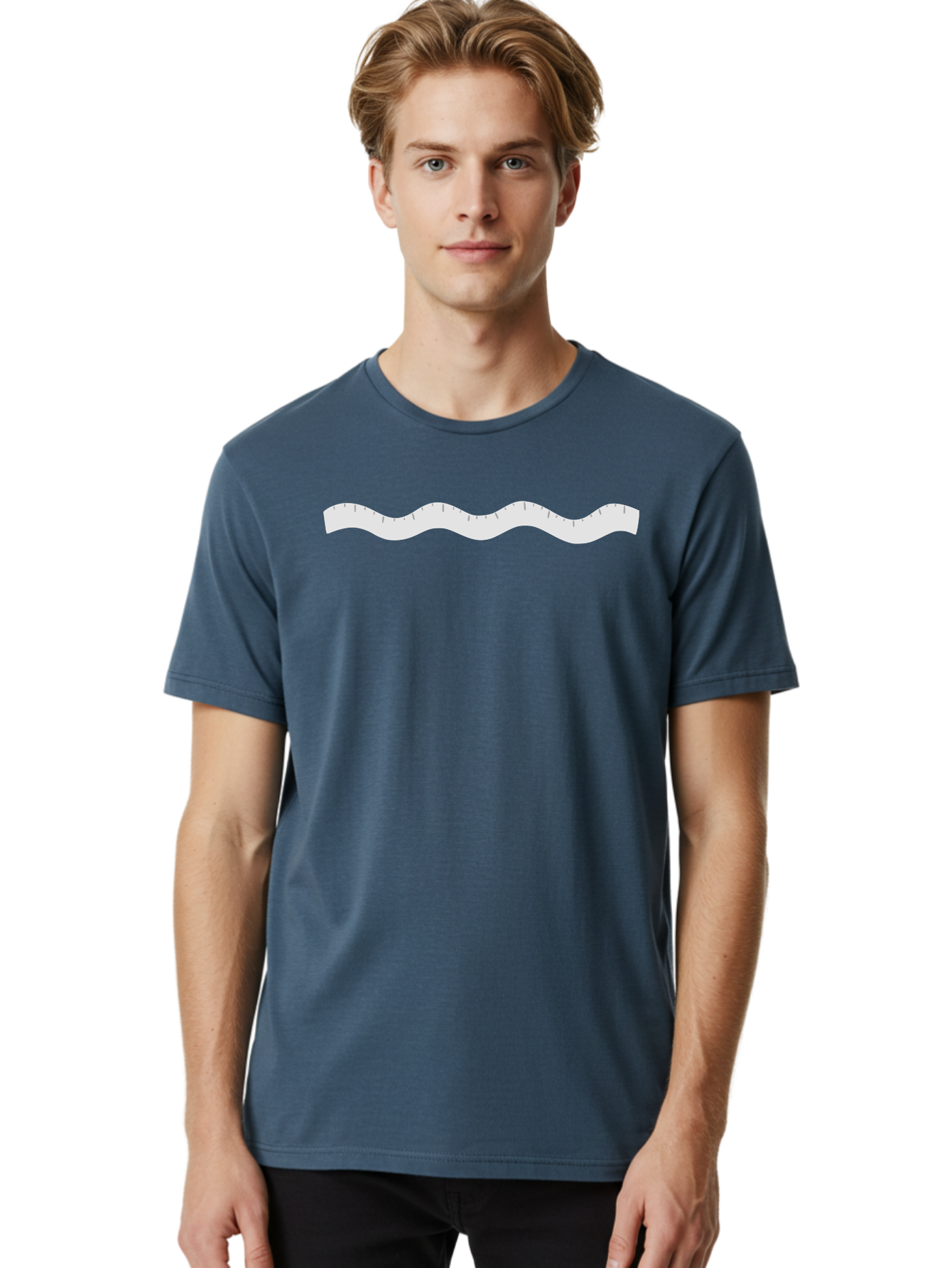Flexible-Ruler Men'S Graphic Tee, 100% Cotton, Comfortable Casual Summer Wear, Machine Washable, Flexible Tape Measure, Measurement Tool, Wavy Shape, Grey Tape, Black Markings, Measuring Length, Diy Project, Construction Site, Renovation Tool, Aac033