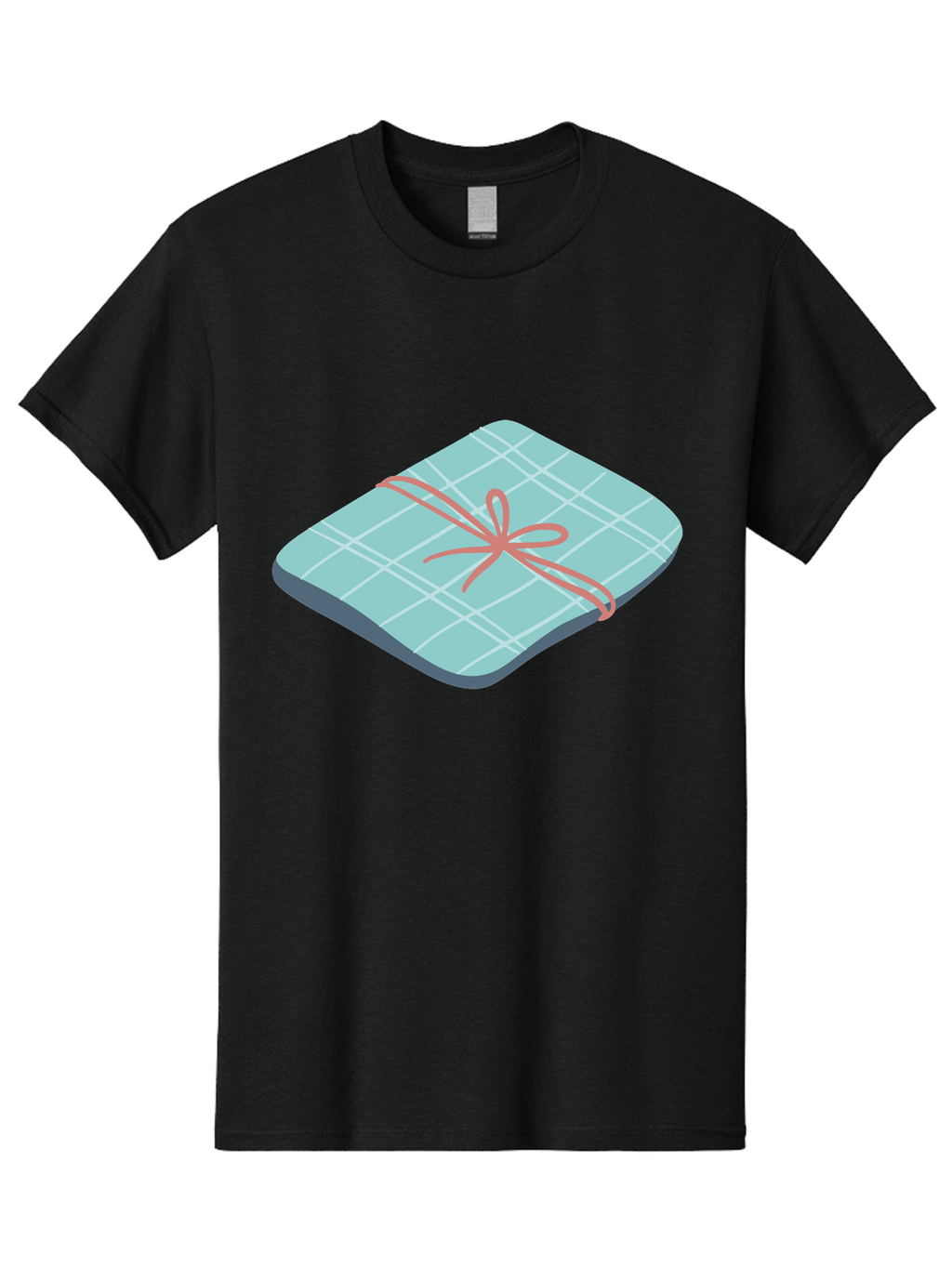 Gift-Box Men'S Graphic Tee, 100% Cotton, Comfortable Casual Summer Wear, Machine Washable, Wrapped Gift, Plaid Pattern, Red Ribbon, Bow, Present, Gift Idea, Celebration, Festive, Occasion, Special Day, Packaging Aac037