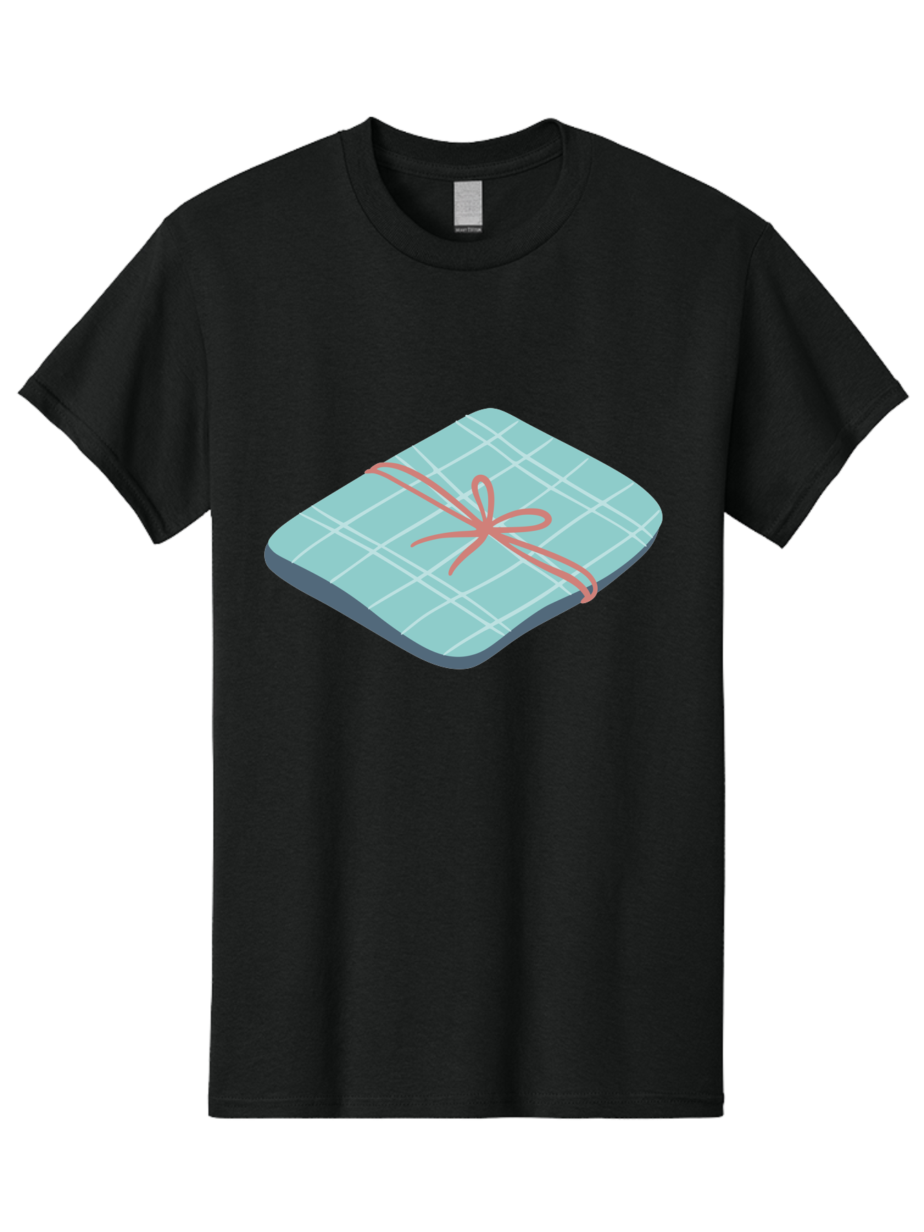 Gift-Box Men'S Graphic Tee, 100% Cotton, Comfortable Casual Summer Wear, Machine Washable, Wrapped Gift, Plaid Pattern, Red Ribbon, Bow, Present, Gift Idea, Celebration, Festive, Occasion, Special Day, Packaging Aac037