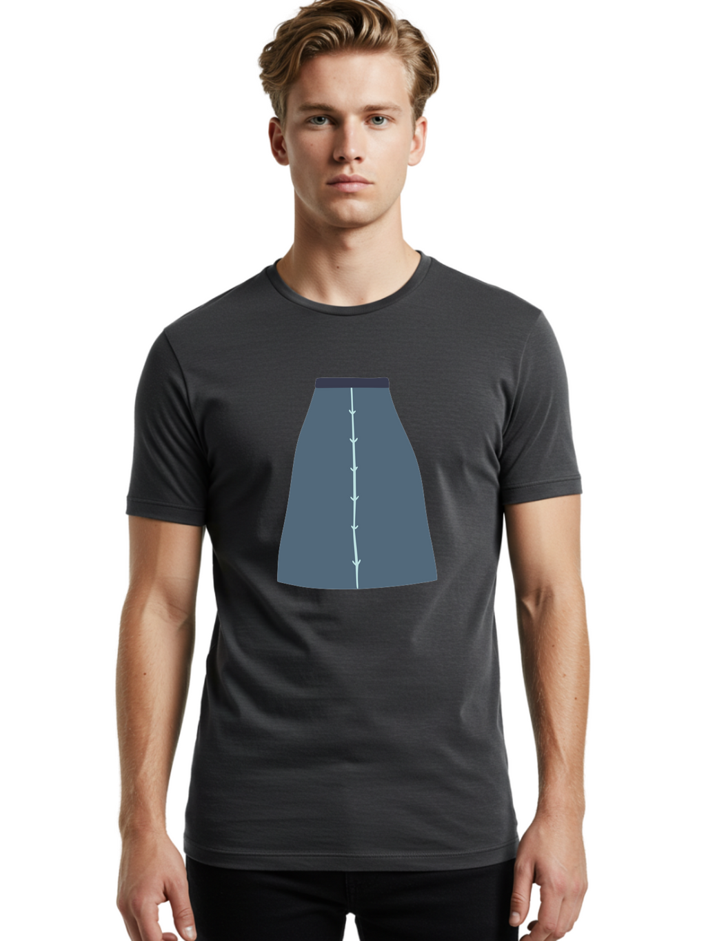 Gray-Skirt Men'S Graphic Tee, 100% Cotton, Comfortable Casual Summer Wear, Machine Washable, Dark Gray A-Line Skirt, Fashion Design, Women'S Clothing, Pencil Skirt, Business Attire, Office Wear, Corporate Style, Professional Look Aac039