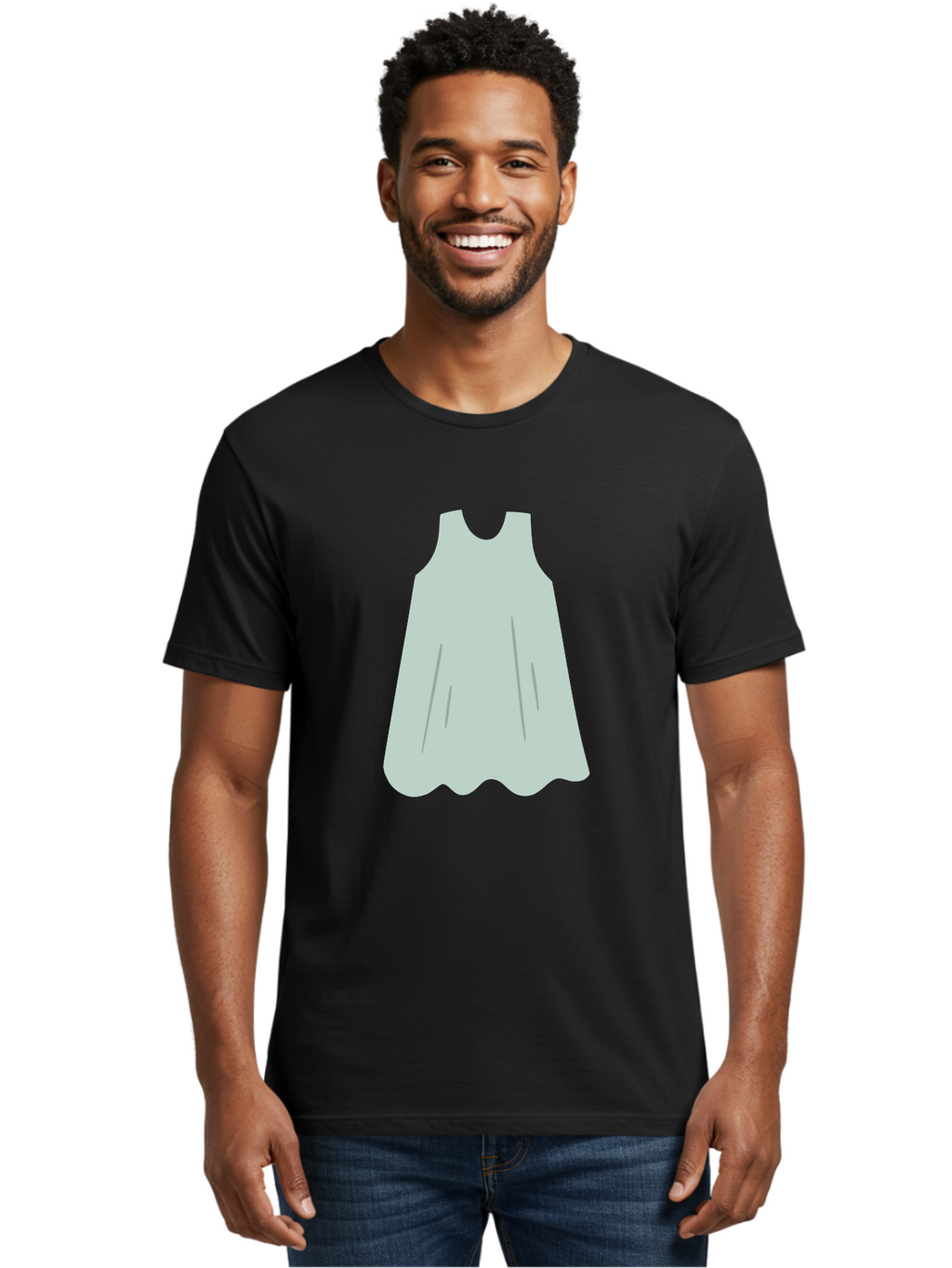 Grey-Dress Men'S Graphic Tee, 100% Cotton, Comfortable Casual Summer Wear, Machine Washable, Simple Dress Design, Sleeveless Dress, A-Line Dress, Grey Clothing, Fashion Illustration, Minimalist Style, Women'S Fashion, Soft Grey Tone, Aac041