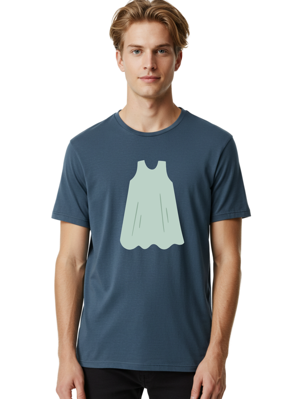 Grey-Dress Men'S Graphic Tee, 100% Cotton, Comfortable Casual Summer Wear, Machine Washable, Simple Dress Design, Sleeveless Dress, A-Line Dress, Grey Clothing, Fashion Illustration, Minimalist Style, Women'S Fashion, Soft Grey Tone, Aac041