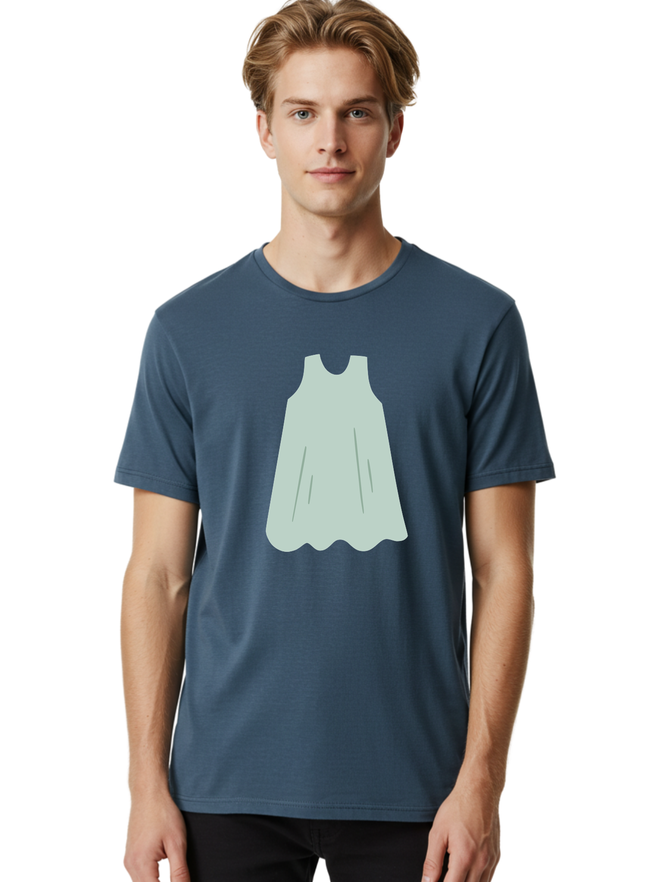 Grey-Dress Men'S Graphic Tee, 100% Cotton, Comfortable Casual Summer Wear, Machine Washable, Simple Dress Design, Sleeveless Dress, A-Line Dress, Grey Clothing, Fashion Illustration, Minimalist Style, Women'S Fashion, Soft Grey Tone, Aac041