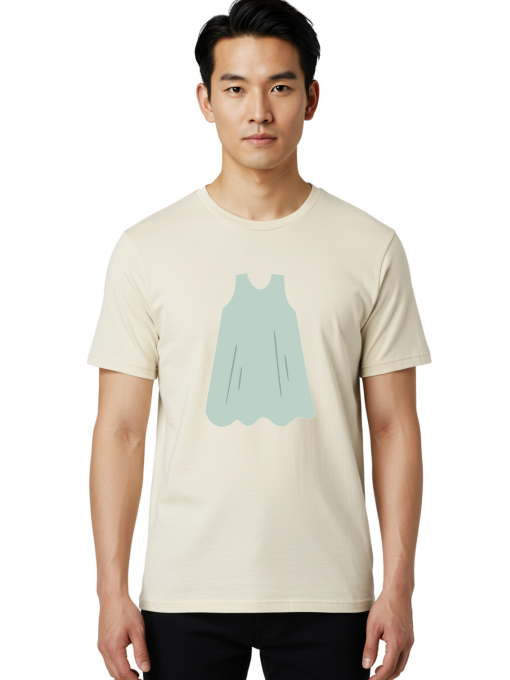 Grey-Dress Men'S Graphic Tee, 100% Cotton, Comfortable Casual Summer Wear, Machine Washable, Simple Dress Design, Sleeveless Dress, A-Line Dress, Grey Clothing, Fashion Illustration, Minimalist Style, Women'S Fashion, Soft Grey Tone, Aac041
