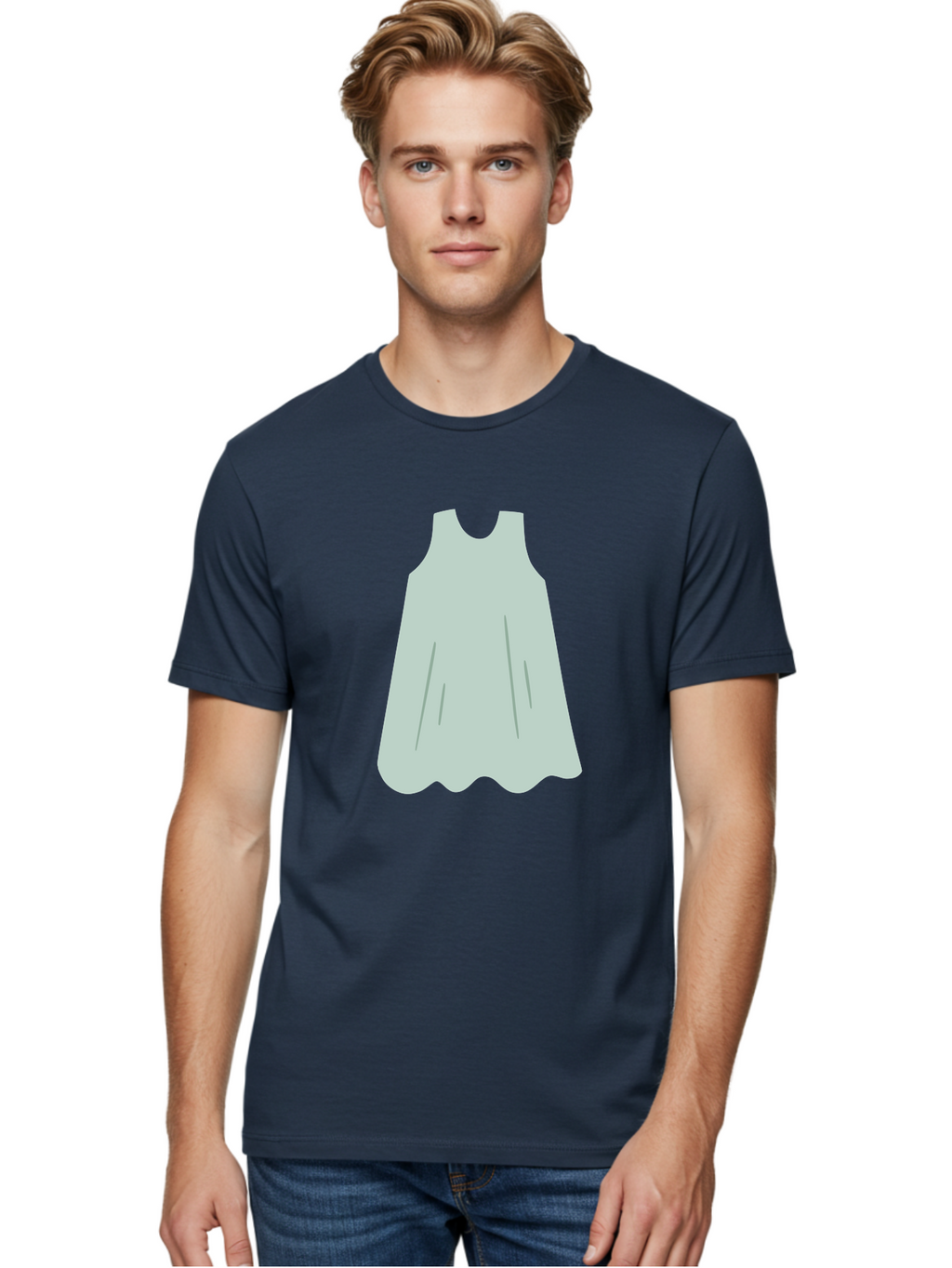 Grey-Dress Men'S Graphic Tee, 100% Cotton, Comfortable Casual Summer Wear, Machine Washable, Simple Dress Design, Sleeveless Dress, A-Line Dress, Grey Clothing, Fashion Illustration, Minimalist Style, Women'S Fashion, Soft Grey Tone, Aac041