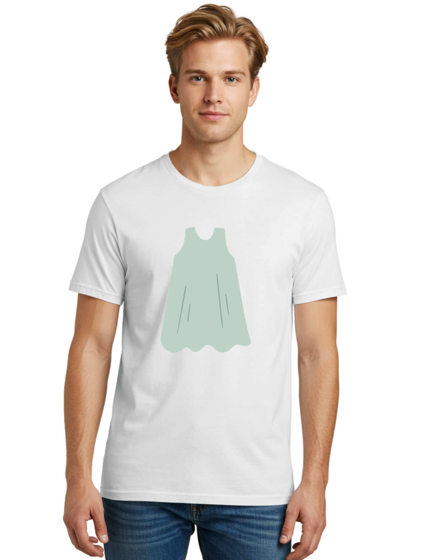 Grey-Dress Men'S Graphic Tee, 100% Cotton, Comfortable Casual Summer Wear, Machine Washable, Simple Dress Design, Sleeveless Dress, A-Line Dress, Grey Clothing, Fashion Illustration, Minimalist Style, Women'S Fashion, Soft Grey Tone, Aac041