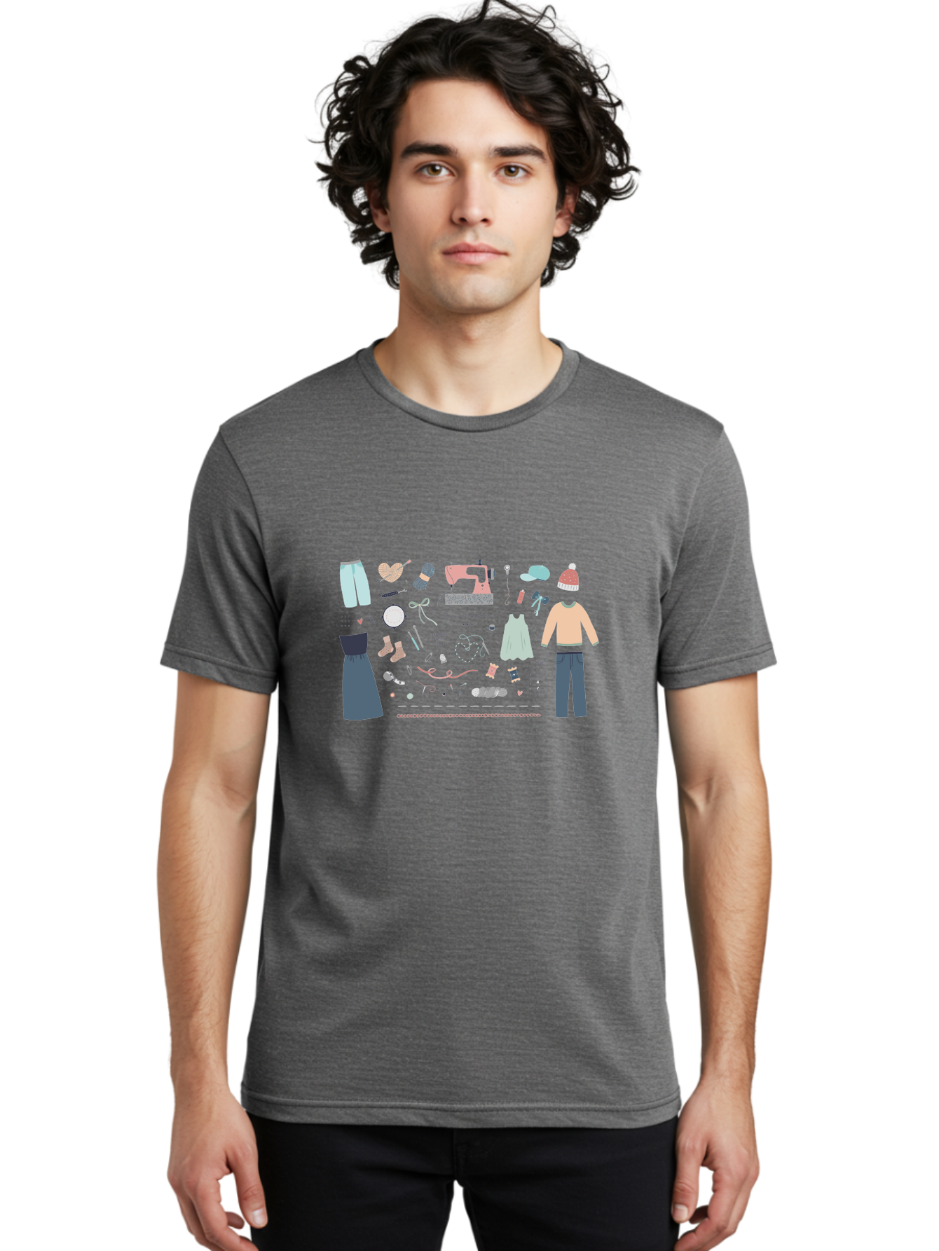 Handmade-Clothing Men'S Graphic Tee, 100% Cotton, Comfortable Casual Summer Wear, Machine Washable, Handmade Clothing, Sewing Machine, Apparel Design, Fashion Accessories, Threads, Yarn, Ribbons, Custom Garments, Diy Fashion, Aac044