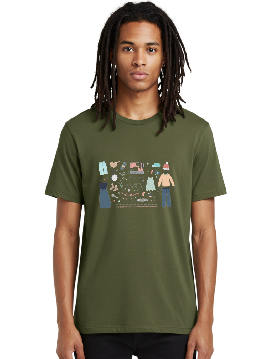 Handmade-Clothing Men'S Graphic Tee, 100% Cotton, Comfortable Casual Summer Wear, Machine Washable, Handmade Clothing, Sewing Machine, Apparel Design, Fashion Accessories, Threads, Yarn, Ribbons, Custom Garments, Diy Fashion, Aac044