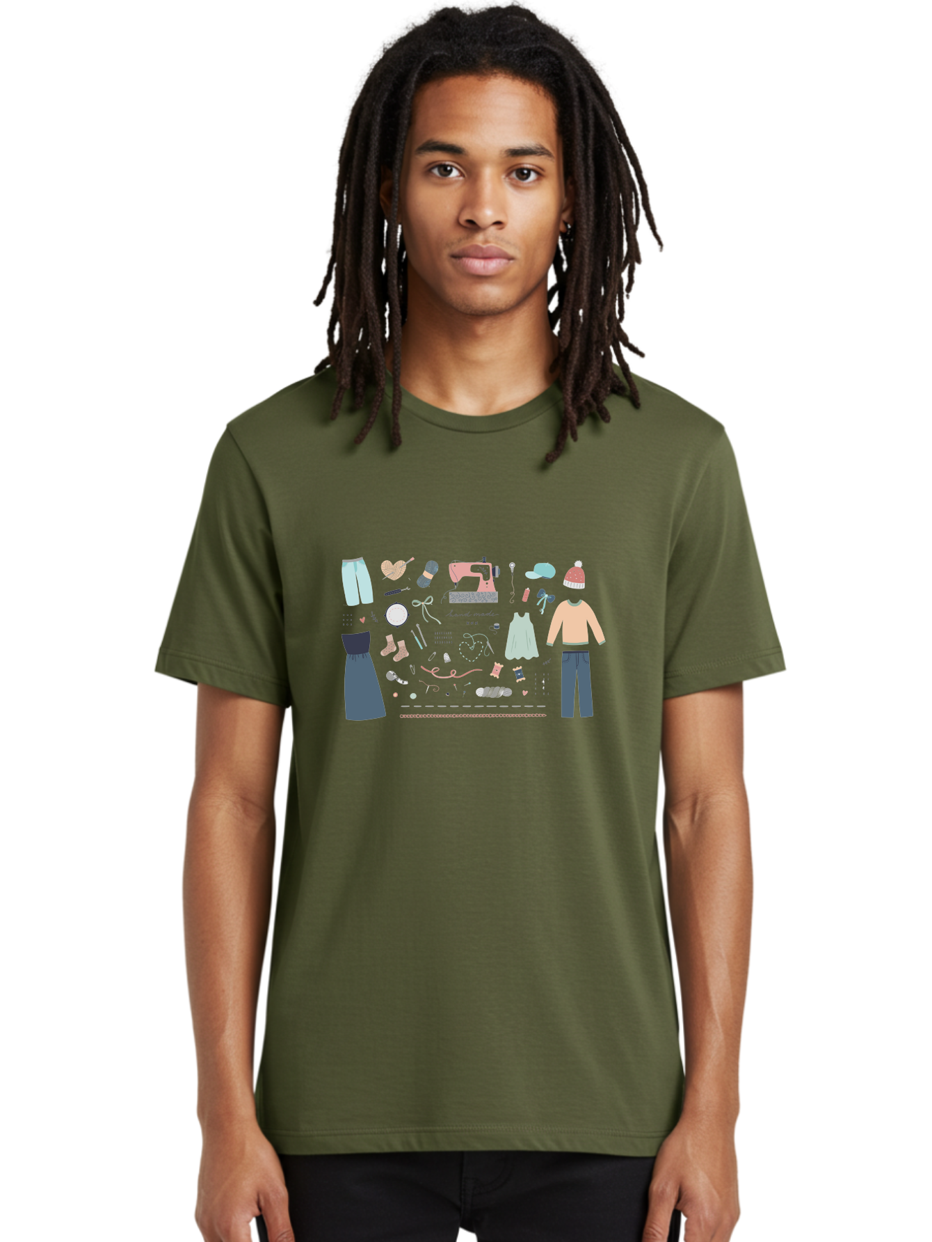 Handmade-Clothing Men'S Graphic Tee, 100% Cotton, Comfortable Casual Summer Wear, Machine Washable, Handmade Clothing, Sewing Machine, Apparel Design, Fashion Accessories, Threads, Yarn, Ribbons, Custom Garments, Diy Fashion, Aac044