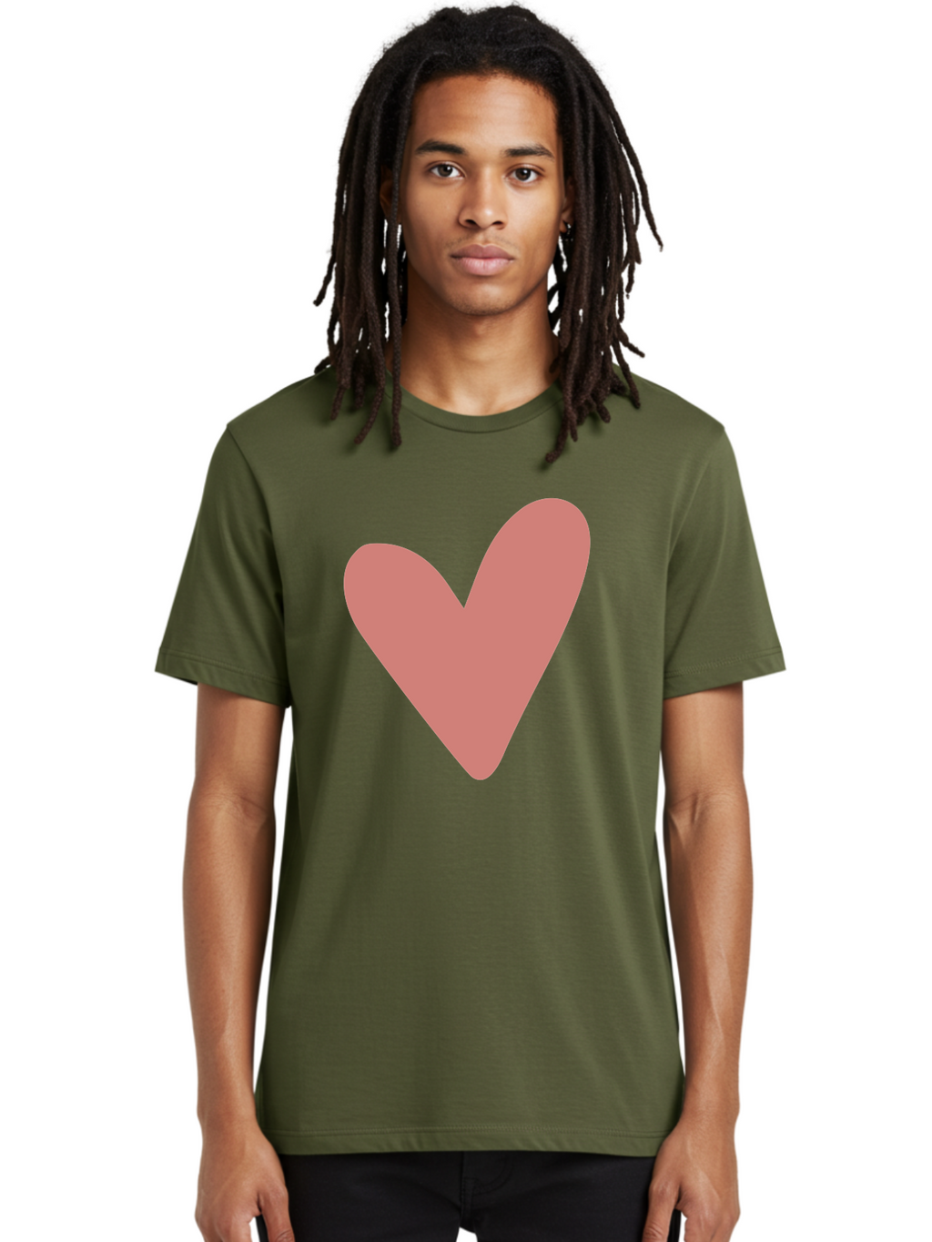 Heart Men'S Graphic Tee, 100% Cotton, Comfortable Casual Summer Wear, Machine Washable, Pink Heart, Love Symbol, Heart Icon, Cute Design, Minimalist Art, Simple Heart, Pink Color, Heart Shape Aac048