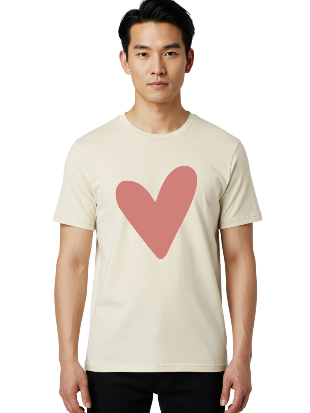 Heart Men'S Graphic Tee, 100% Cotton, Comfortable Casual Summer Wear, Machine Washable, Pink Heart, Love Symbol, Heart Icon, Cute Design, Minimalist Art, Simple Heart, Pink Color, Heart Shape Aac048