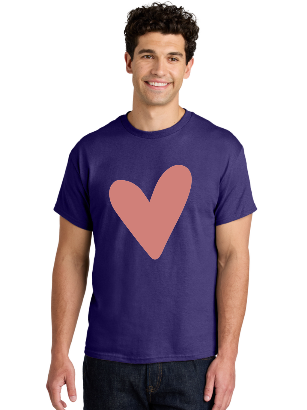Heart Men'S Graphic Tee, 100% Cotton, Comfortable Casual Summer Wear, Machine Washable, Pink Heart, Love Symbol, Heart Icon, Cute Design, Minimalist Art, Simple Heart, Pink Color, Heart Shape Aac048