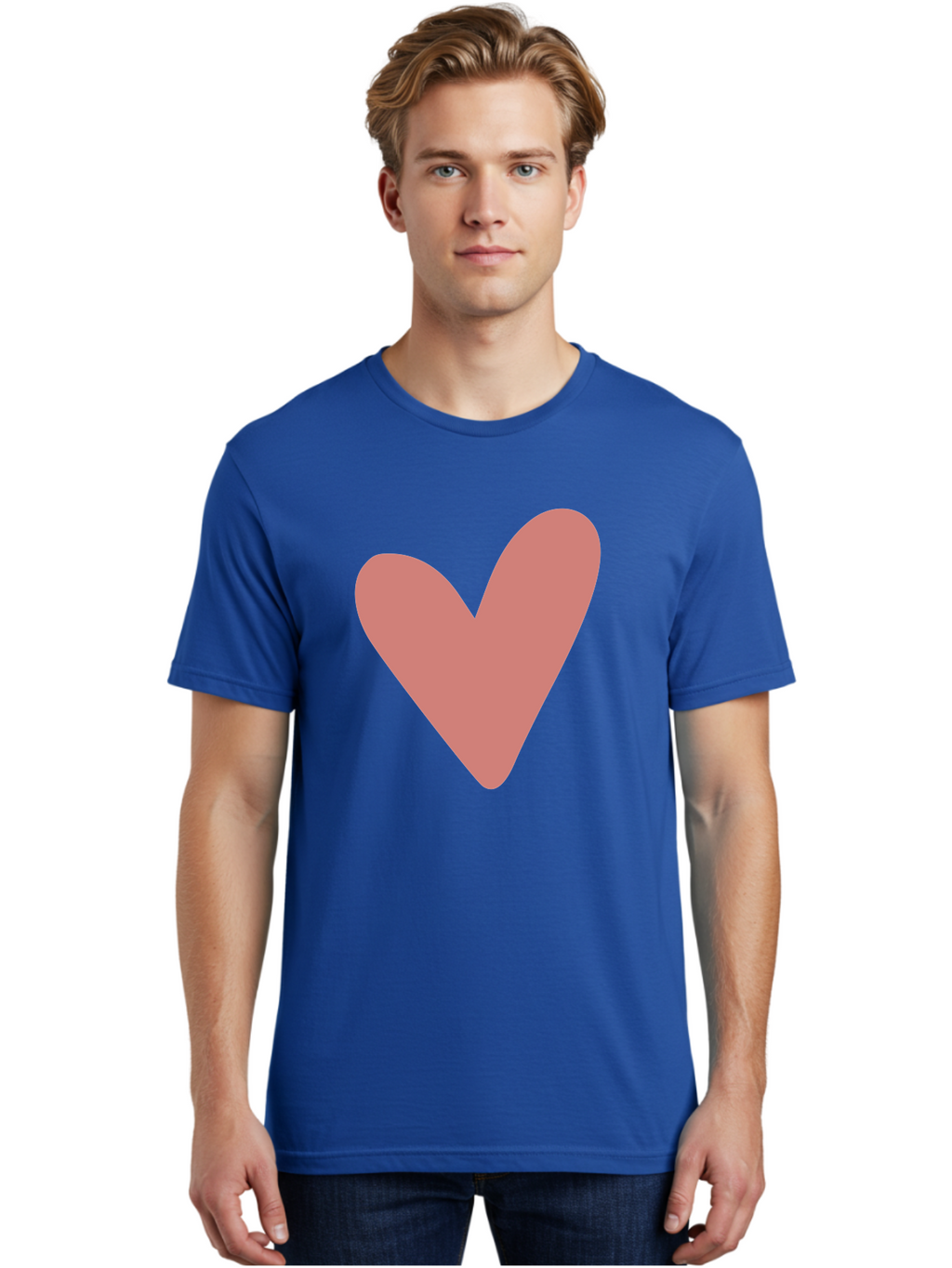 Heart Men'S Graphic Tee, 100% Cotton, Comfortable Casual Summer Wear, Machine Washable, Pink Heart, Love Symbol, Heart Icon, Cute Design, Minimalist Art, Simple Heart, Pink Color, Heart Shape Aac048
