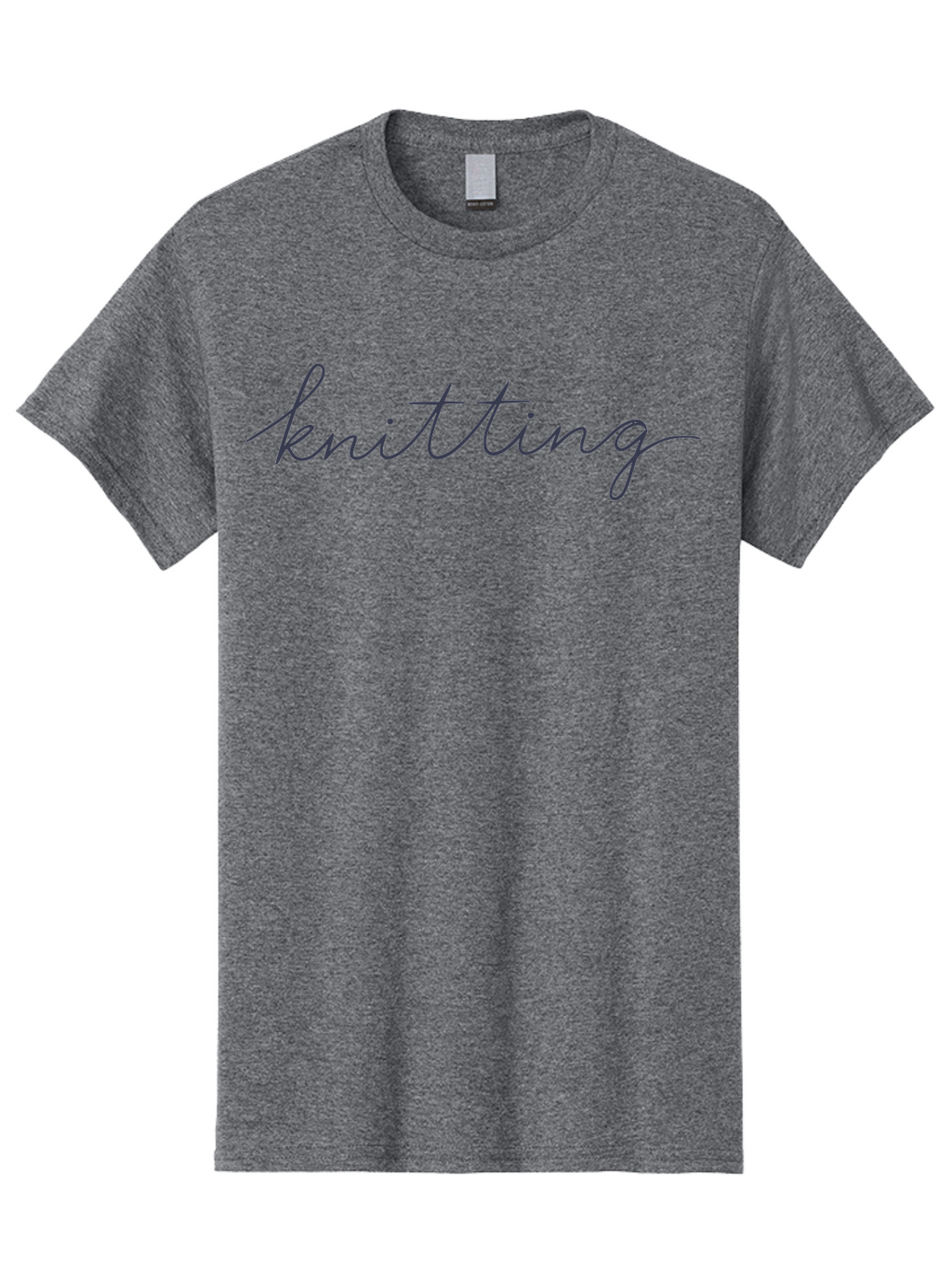 Knitting Men'S Graphic Tee, 100% Cotton, Comfortable Casual Summer Wear, Machine Washable, Knitting Text, Cursive Script, Dark Blue Lettering, Textile Art, Handmade Crafts, Yarn Work, Knitting Hobby Aac052