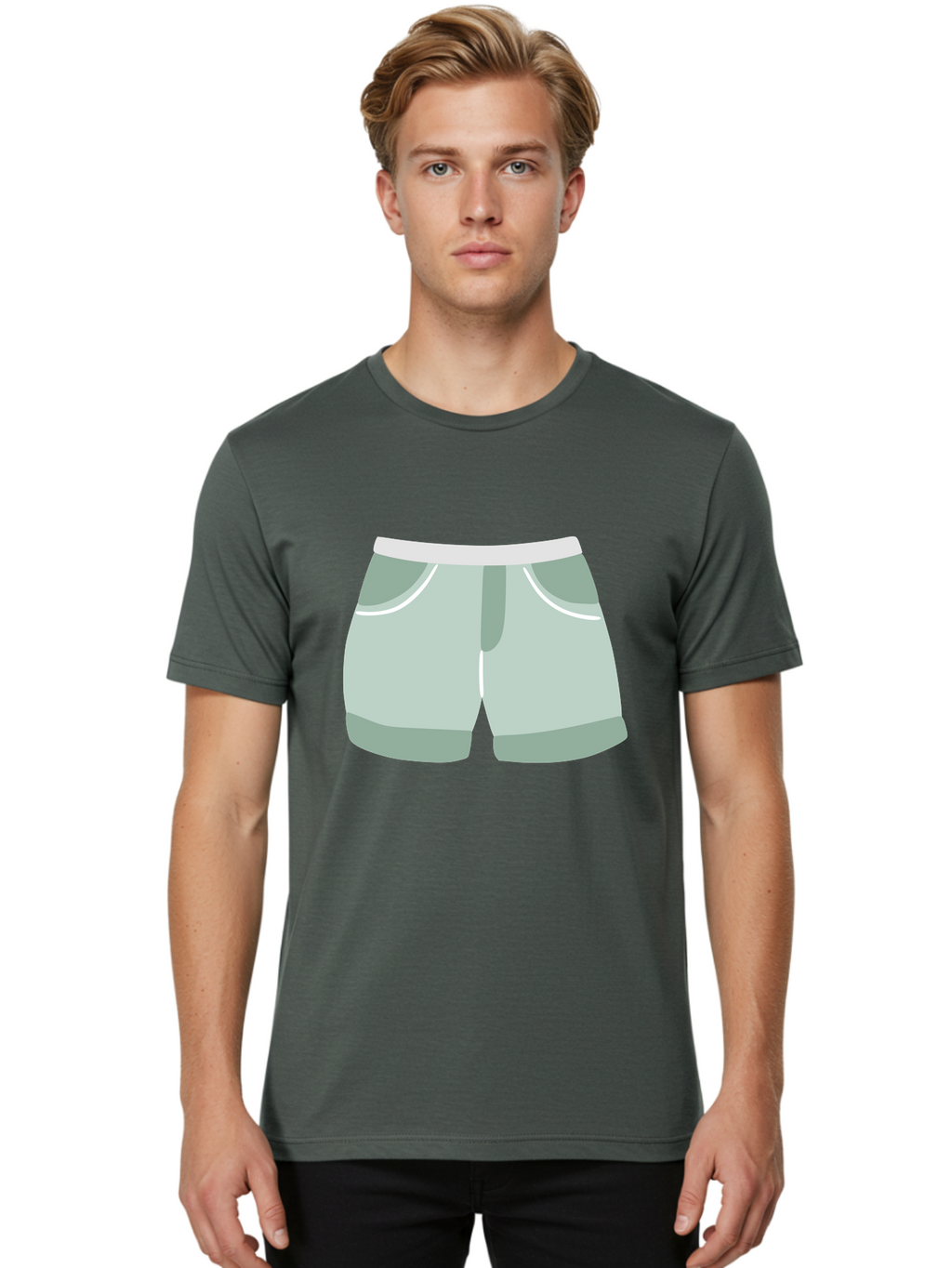Light-Green-Shorts Men'S Graphic Tee, 100% Cotton, Comfortable Casual Summer Wear, Machine Washable, Men'S Underwear, Boxer Shorts, Comfortable Clothing, Casual Wear, Relaxed Fit, Simple Design, Gray Color Aac053