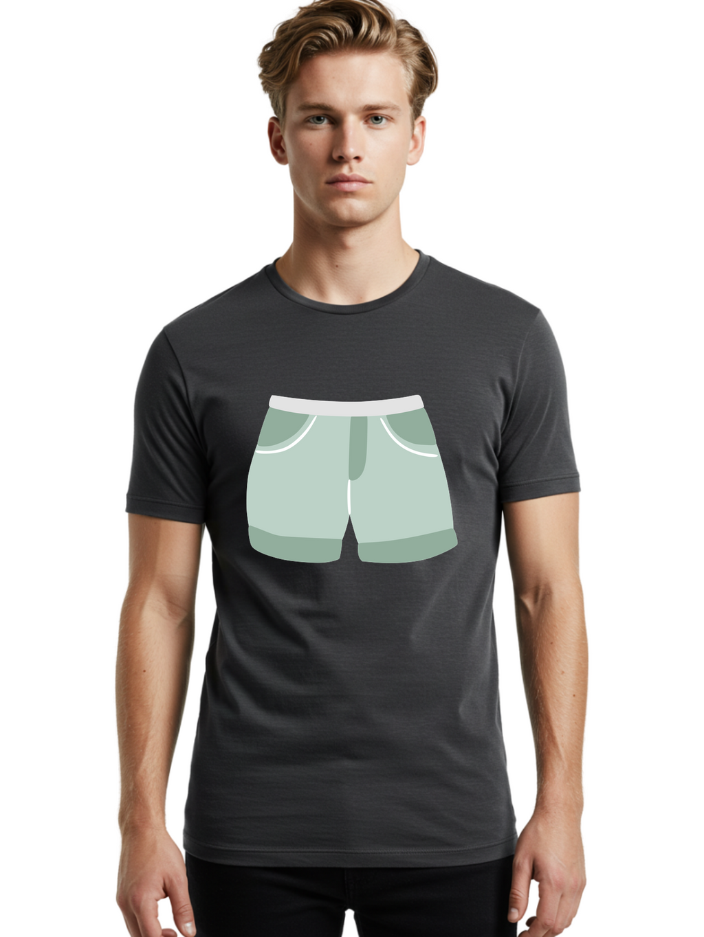 Light-Green-Shorts Men'S Graphic Tee, 100% Cotton, Comfortable Casual Summer Wear, Machine Washable, Men'S Underwear, Boxer Shorts, Comfortable Clothing, Casual Wear, Relaxed Fit, Simple Design, Gray Color Aac053