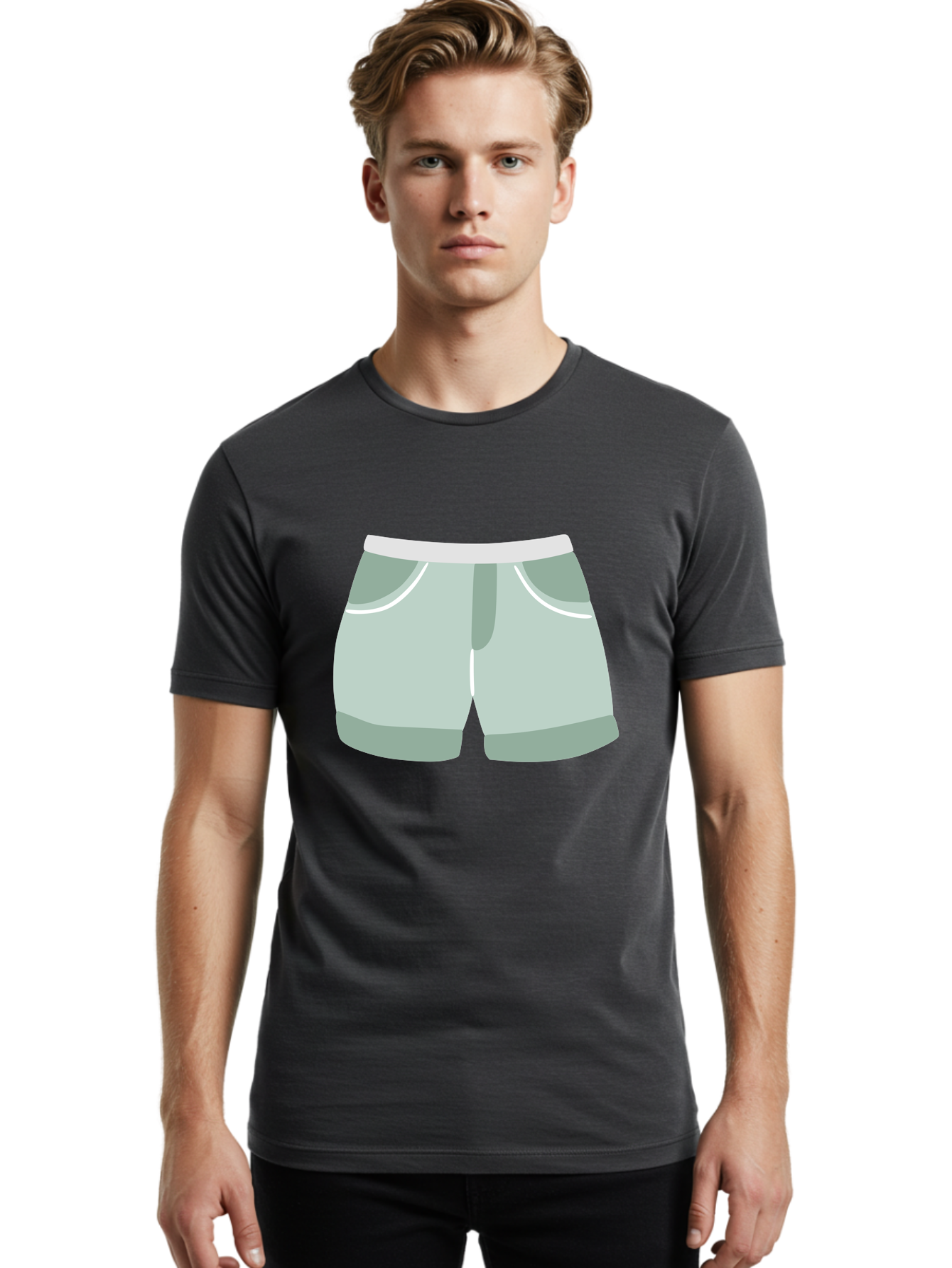 Light-Green-Shorts Men'S Graphic Tee, 100% Cotton, Comfortable Casual Summer Wear, Machine Washable, Men'S Underwear, Boxer Shorts, Comfortable Clothing, Casual Wear, Relaxed Fit, Simple Design, Gray Color Aac053