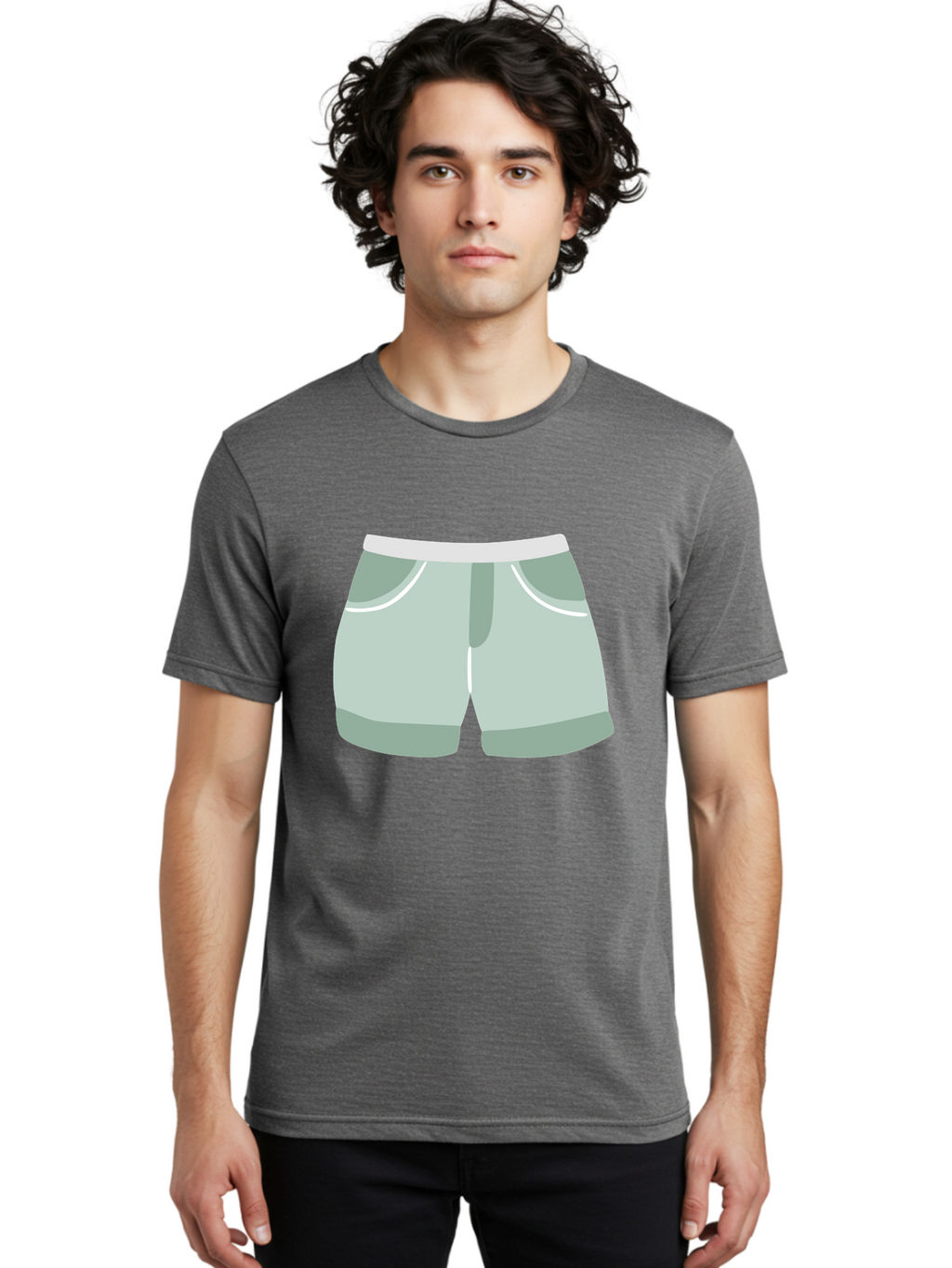 Light-Green-Shorts Men'S Graphic Tee, 100% Cotton, Comfortable Casual Summer Wear, Machine Washable, Men'S Underwear, Boxer Shorts, Comfortable Clothing, Casual Wear, Relaxed Fit, Simple Design, Gray Color Aac053