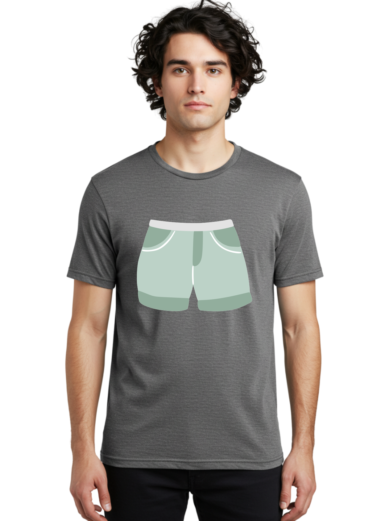 Light-Green-Shorts Men'S Graphic Tee, 100% Cotton, Comfortable Casual Summer Wear, Machine Washable, Men'S Underwear, Boxer Shorts, Comfortable Clothing, Casual Wear, Relaxed Fit, Simple Design, Gray Color Aac053