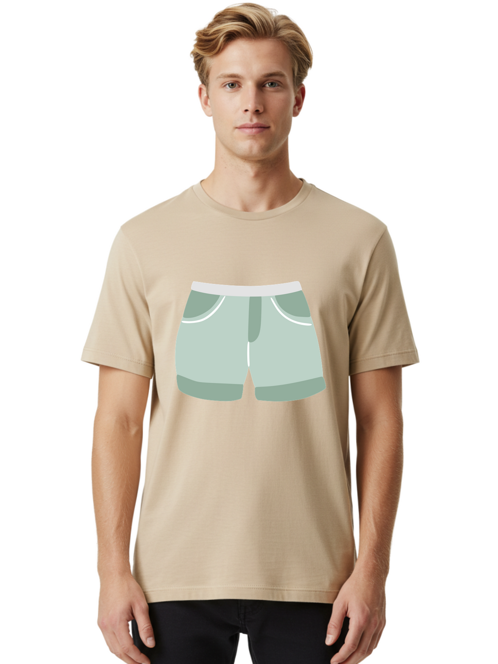 Light-Green-Shorts Men'S Graphic Tee, 100% Cotton, Comfortable Casual Summer Wear, Machine Washable, Men'S Underwear, Boxer Shorts, Comfortable Clothing, Casual Wear, Relaxed Fit, Simple Design, Gray Color Aac053