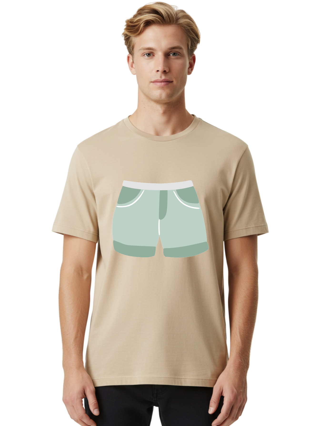 Light-Green-Shorts Men'S Graphic Tee, 100% Cotton, Comfortable Casual Summer Wear, Machine Washable, Men'S Underwear, Boxer Shorts, Comfortable Clothing, Casual Wear, Relaxed Fit, Simple Design, Gray Color Aac053