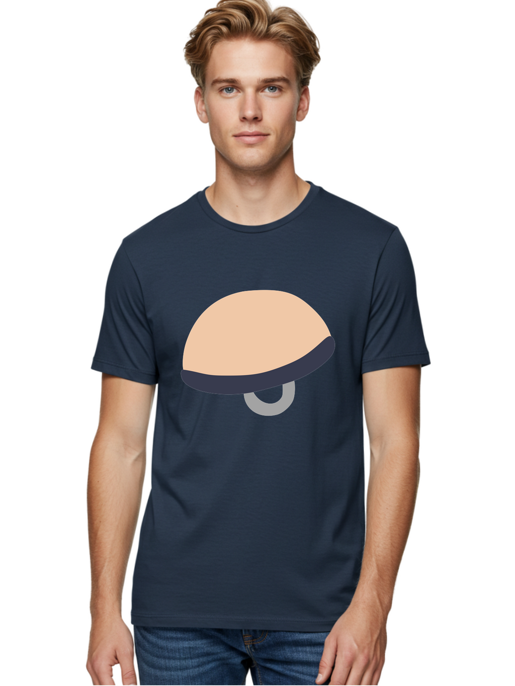 Mushroom Men'S Graphic Tee, 100% Cotton, Comfortable Casual Summer Wear, Machine Washable, Bicycle Seat, Bike Accessories, Cycling Equipment, Saddle Design, Bike Parts, Cycling Gear, Bicycle Component Aac058