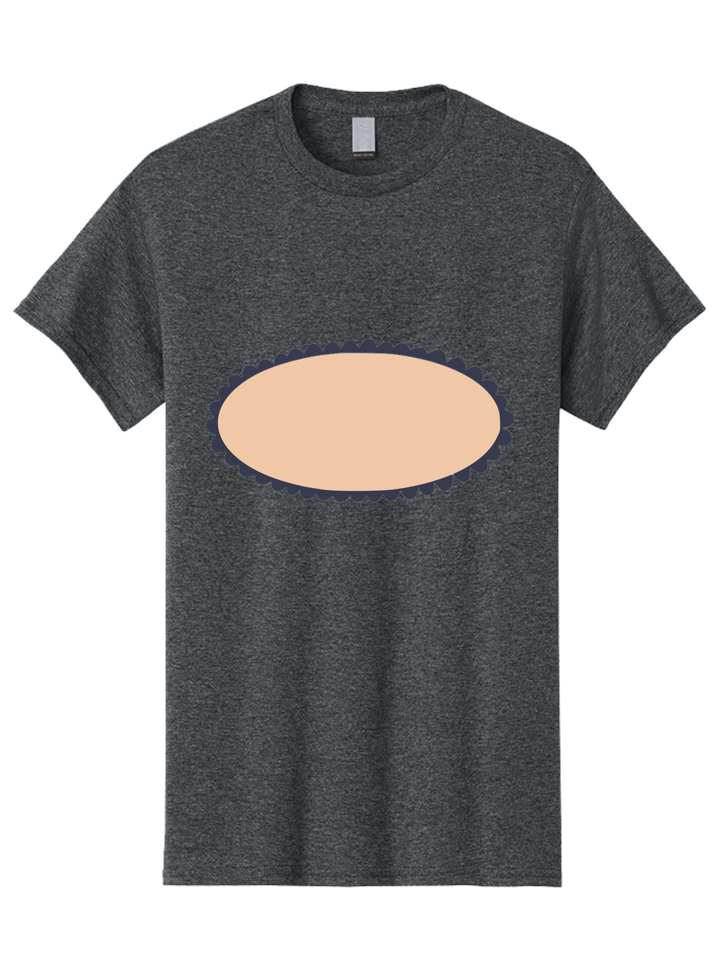 Oval-Badge Men'S Graphic Tee, 100% Cotton, Comfortable Casual Summer Wear, Machine Washable, Oval Shape, Decorative Frame, Beige And Black, Ornate Design, Blank Space, Graphic Element, Simple Illustration, Elegant Border Aac062