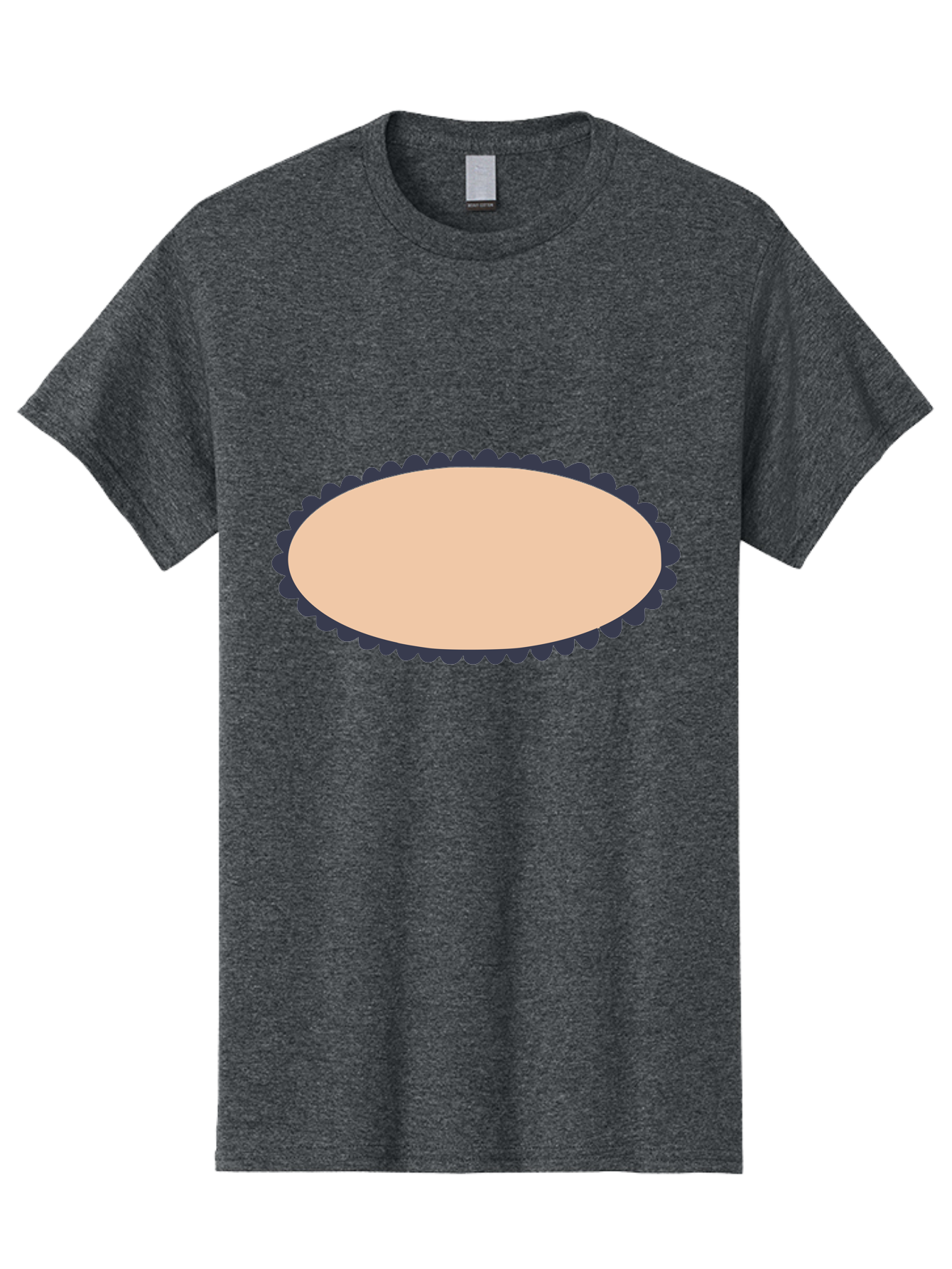 Oval-Badge Men'S Graphic Tee, 100% Cotton, Comfortable Casual Summer Wear, Machine Washable, Oval Shape, Decorative Frame, Beige And Black, Ornate Design, Blank Space, Graphic Element, Simple Illustration, Elegant Border Aac062