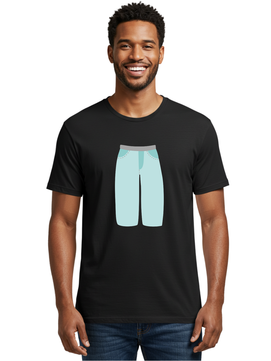 Pajama-Pants Men'S Graphic Tee, 100% Cotton, Comfortable Casual Summer Wear, Machine Washable, Light Blue Pants, Gray Waistband, Back Pockets, Casual Wear, Comfortable Clothing, Simple Design, Minimal Style, Fashion Illustration Aac066