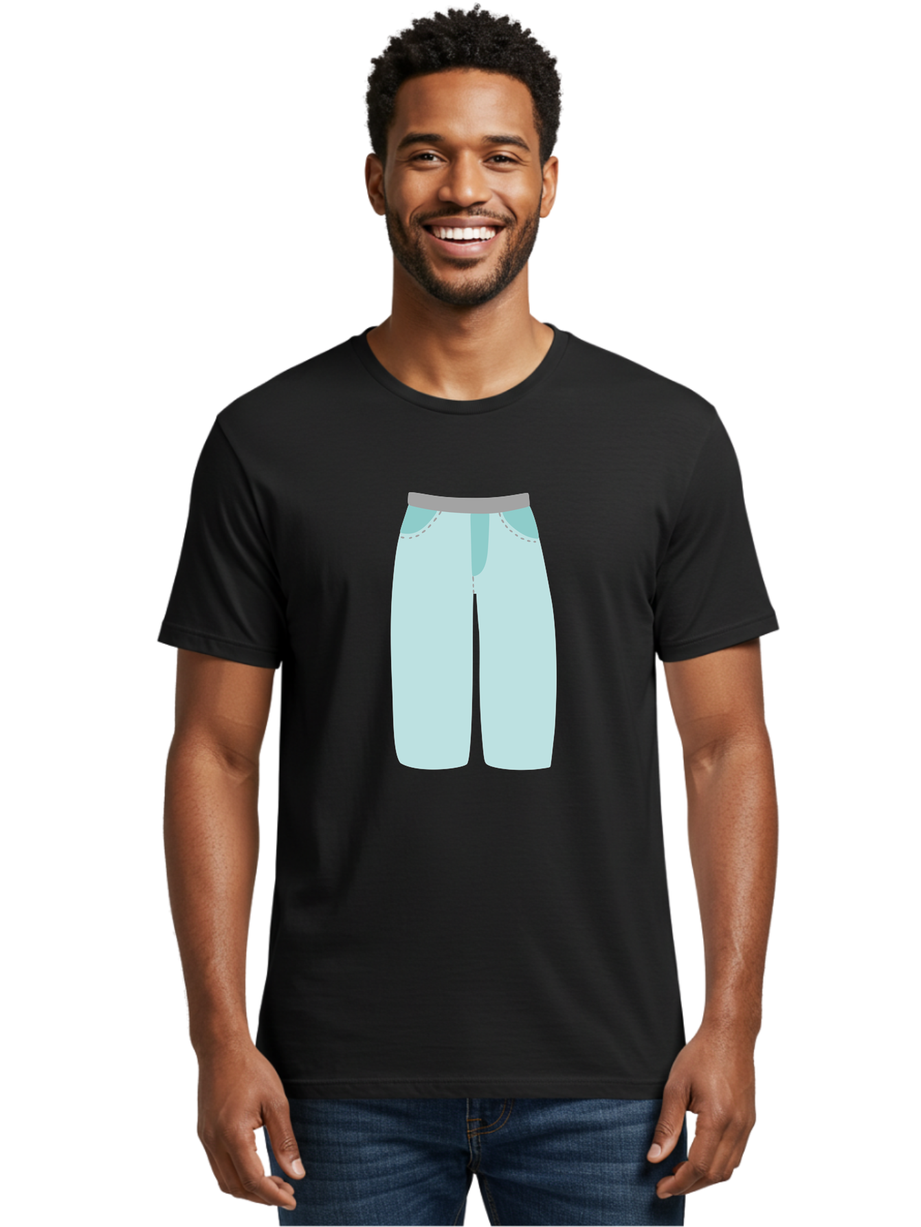 Pajama-Pants Men'S Graphic Tee, 100% Cotton, Comfortable Casual Summer Wear, Machine Washable, Light Blue Pants, Gray Waistband, Back Pockets, Casual Wear, Comfortable Clothing, Simple Design, Minimal Style, Fashion Illustration Aac066