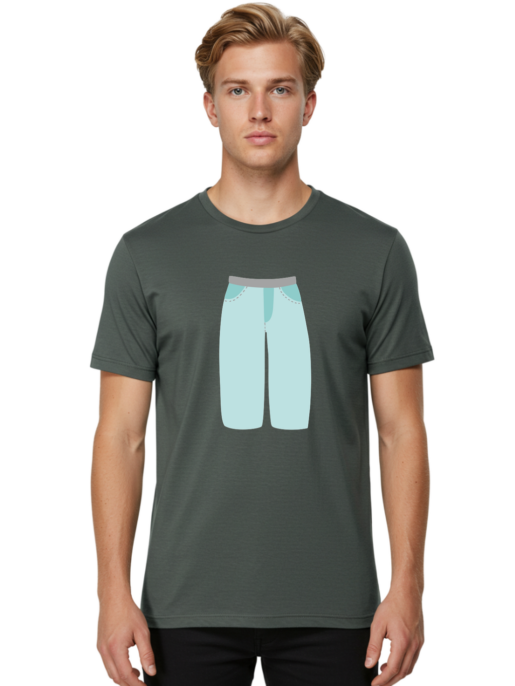 Pajama-Pants Men'S Graphic Tee, 100% Cotton, Comfortable Casual Summer Wear, Machine Washable, Light Blue Pants, Gray Waistband, Back Pockets, Casual Wear, Comfortable Clothing, Simple Design, Minimal Style, Fashion Illustration Aac066