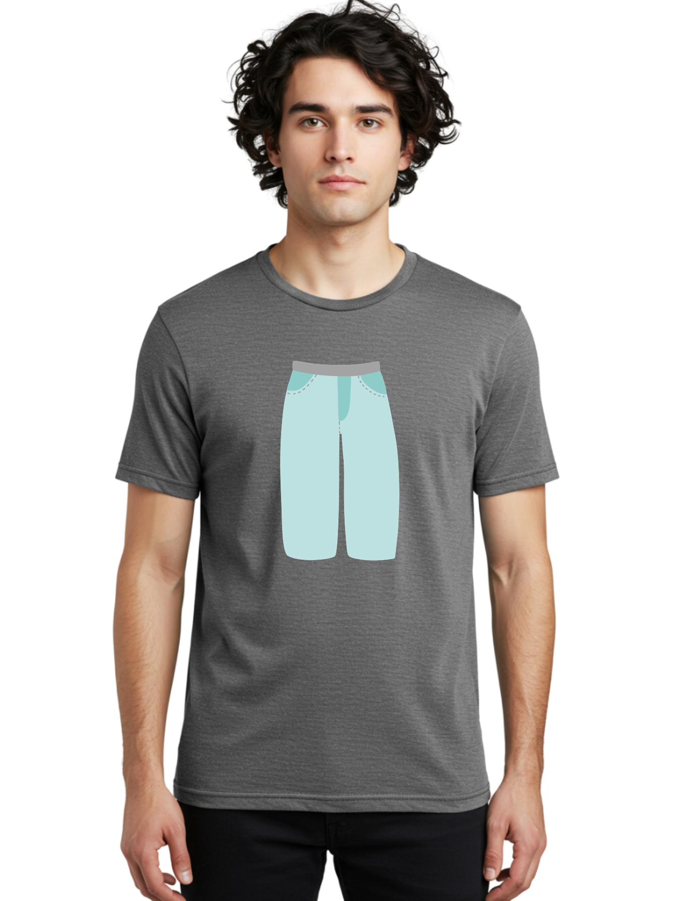 Pajama-Pants Men'S Graphic Tee, 100% Cotton, Comfortable Casual Summer Wear, Machine Washable, Light Blue Pants, Gray Waistband, Back Pockets, Casual Wear, Comfortable Clothing, Simple Design, Minimal Style, Fashion Illustration Aac066